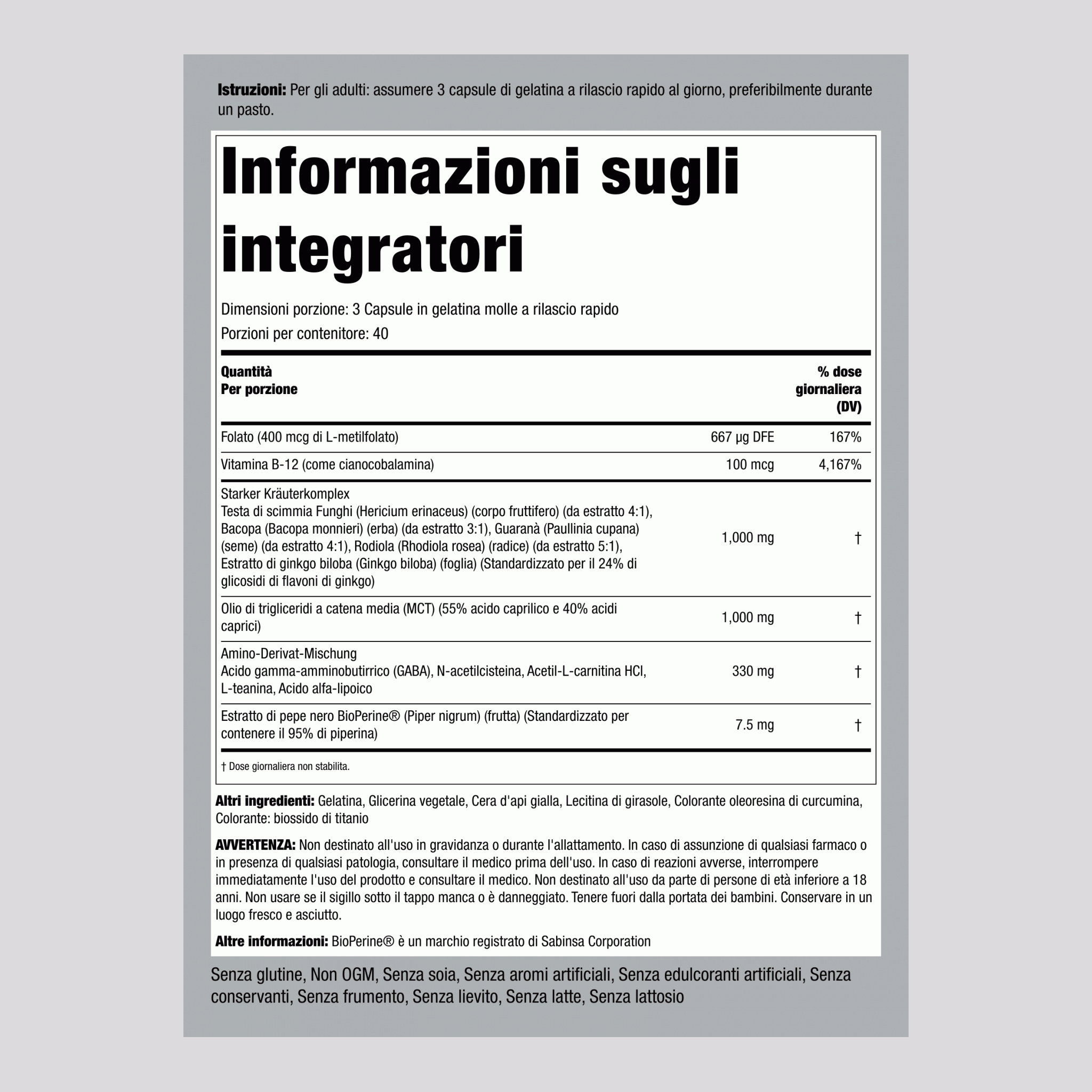 Brain Up 120 Capsule in gelatina molle a rilascio rapido       