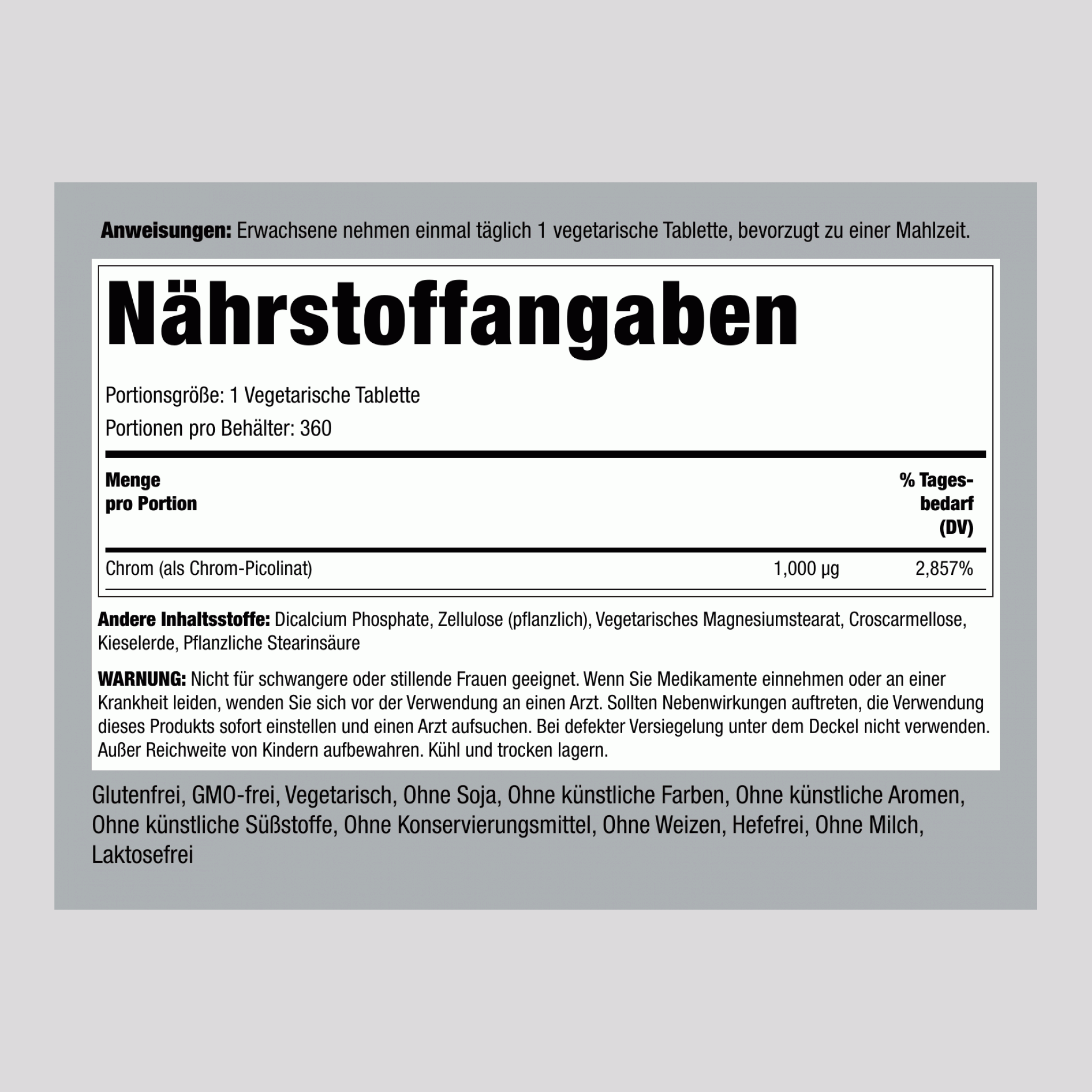 Chrom-Picolinat  1000 µg 360 Tabletten     