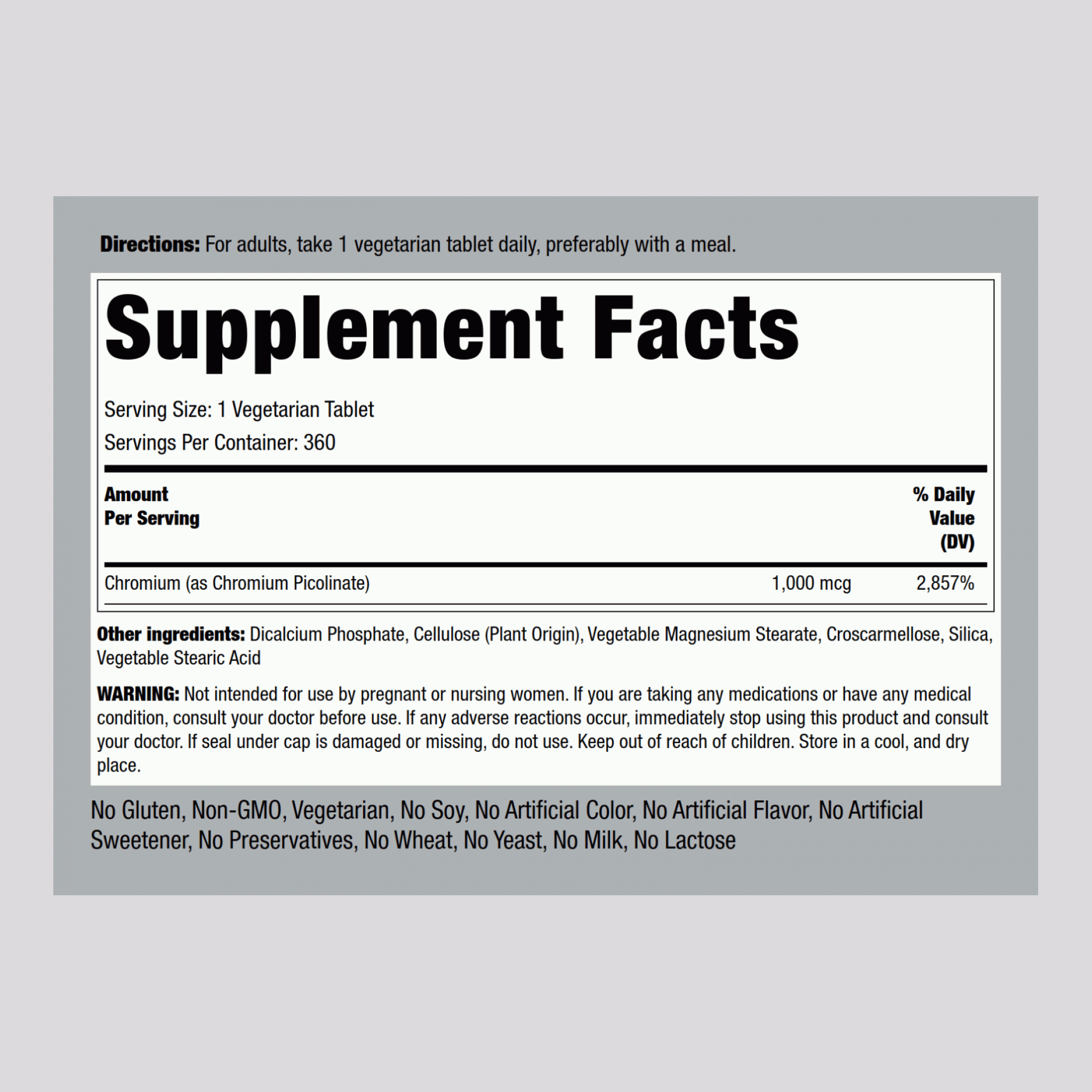 吡啶甲酸鉻片 1000 mcg 360 錠劑     