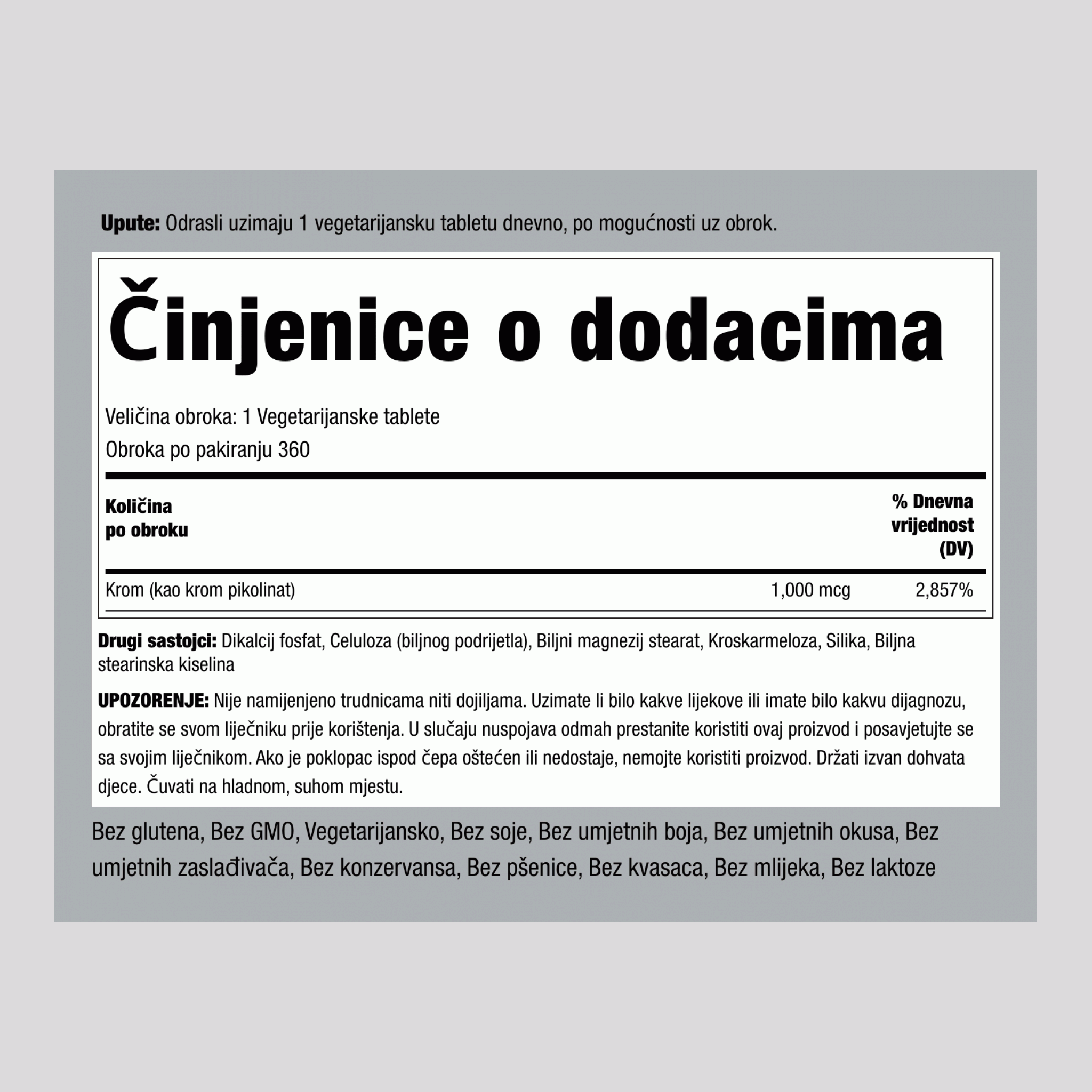 Krom-pikolinat ,  1000 mcg 360 Tablete 2 Boce