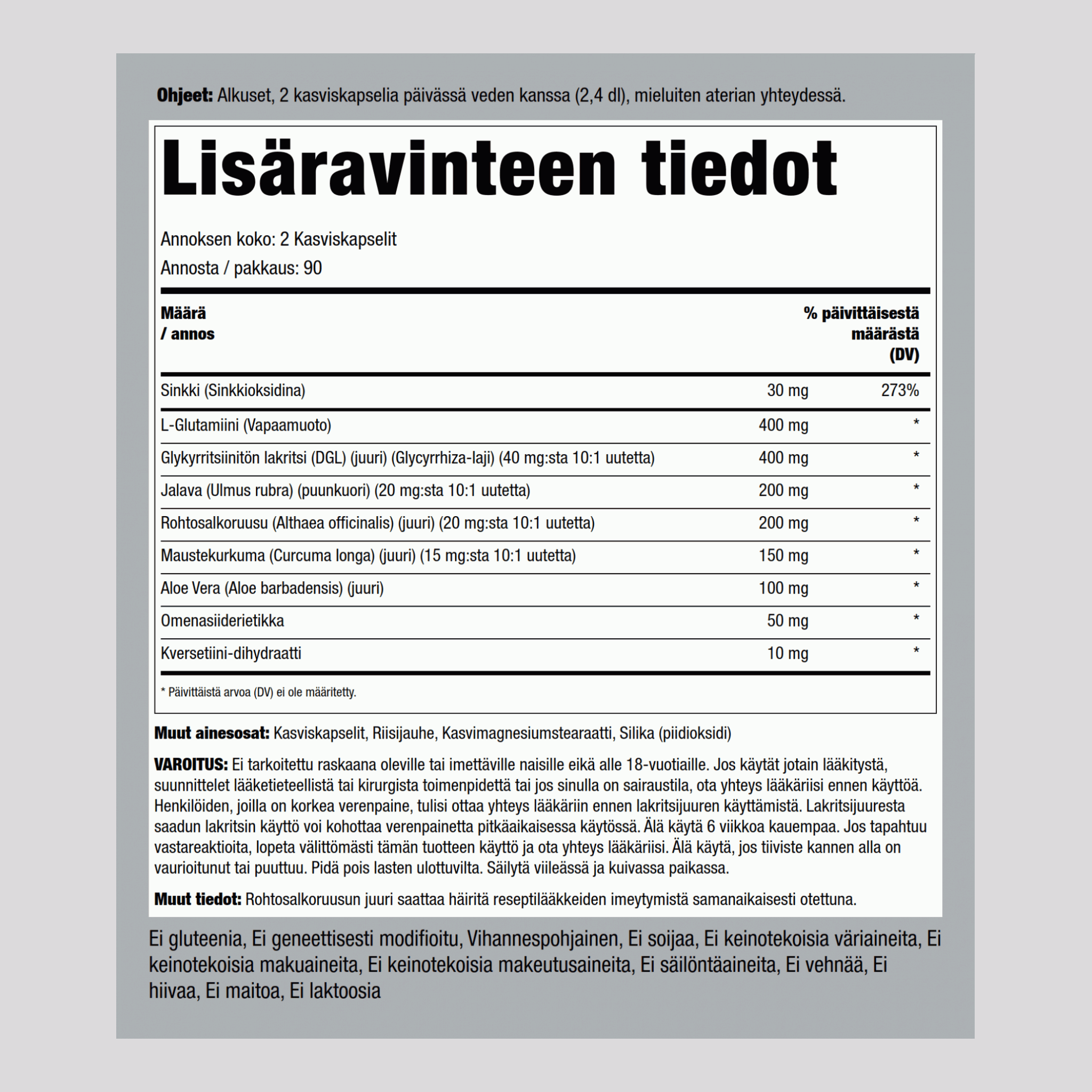 Vuotavan suolen tuki 180 Kasviskapselit    