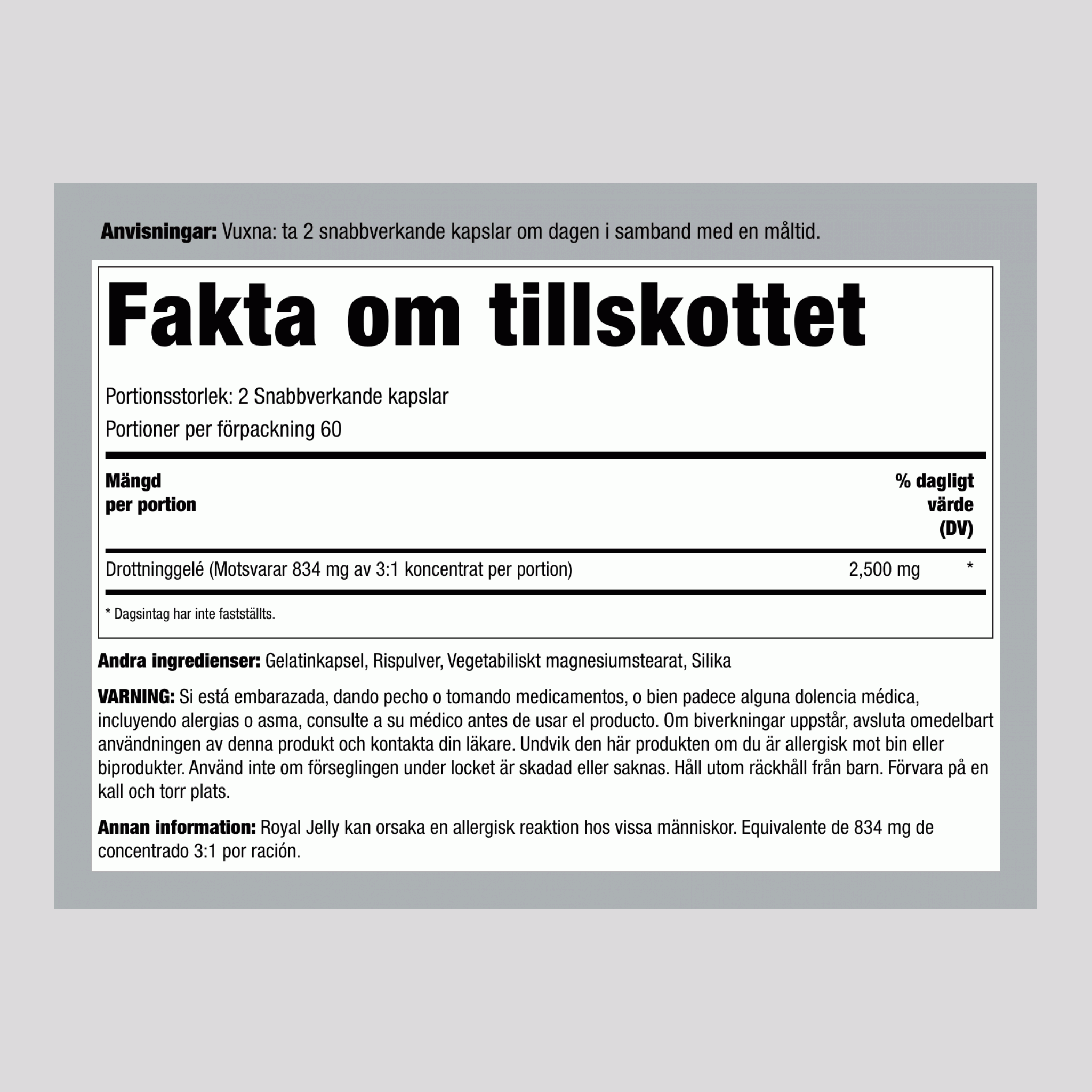 Supreme – bidrottninggelé  2500 mg 120 Snabbverkande kapslar     