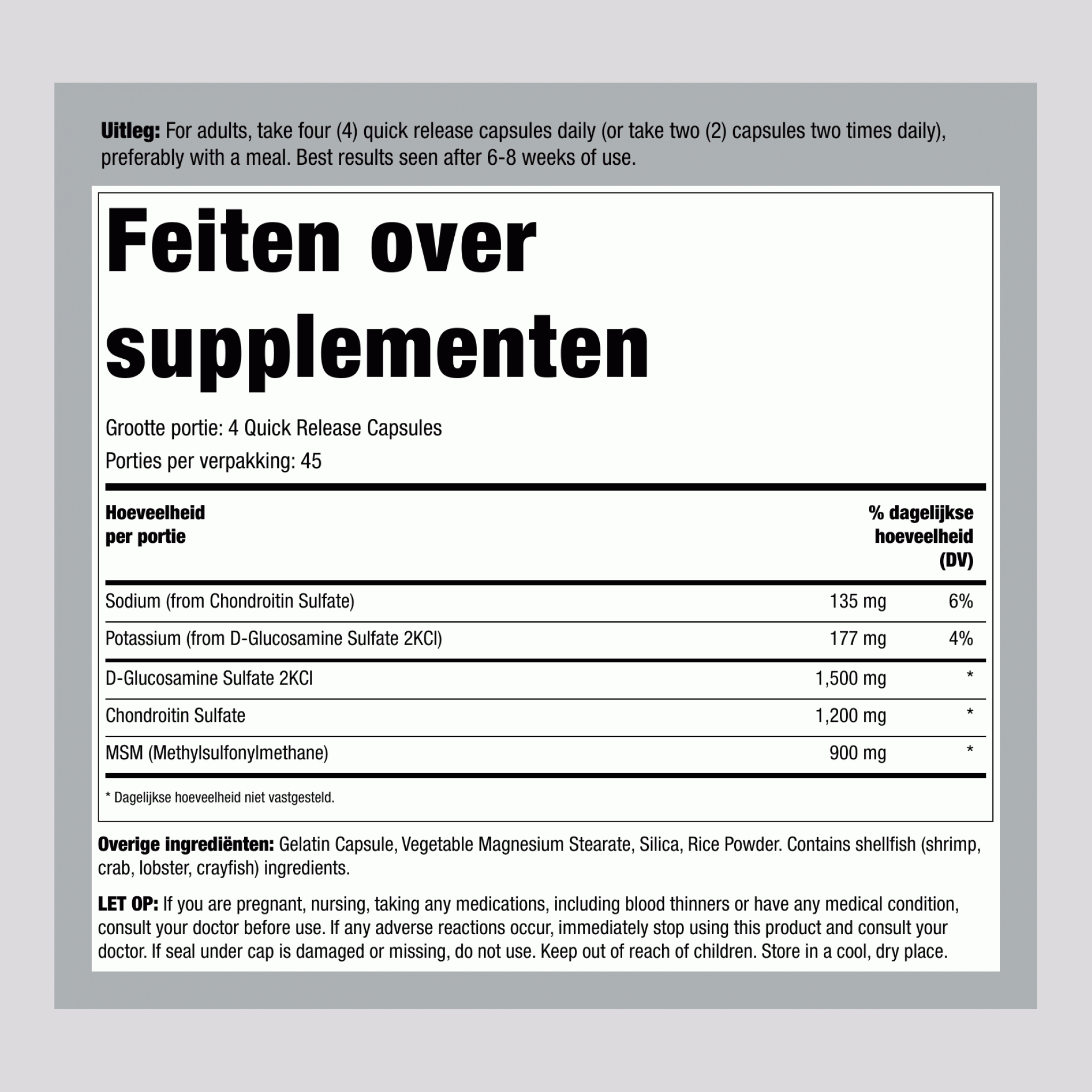 Glucosamine chondroïtine & MSM 180 Snel afgevende capsules      