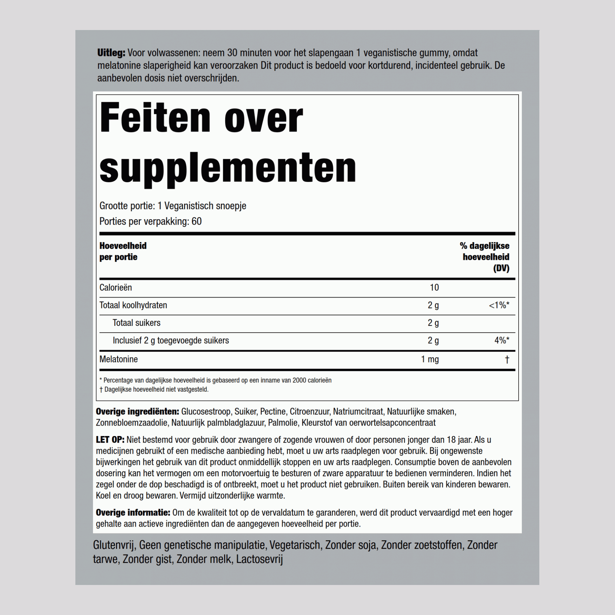 Gommes à la mélatonine (grenade et cerise naturelle),  1 mg 60 Gommes végans 2 Bouteilles