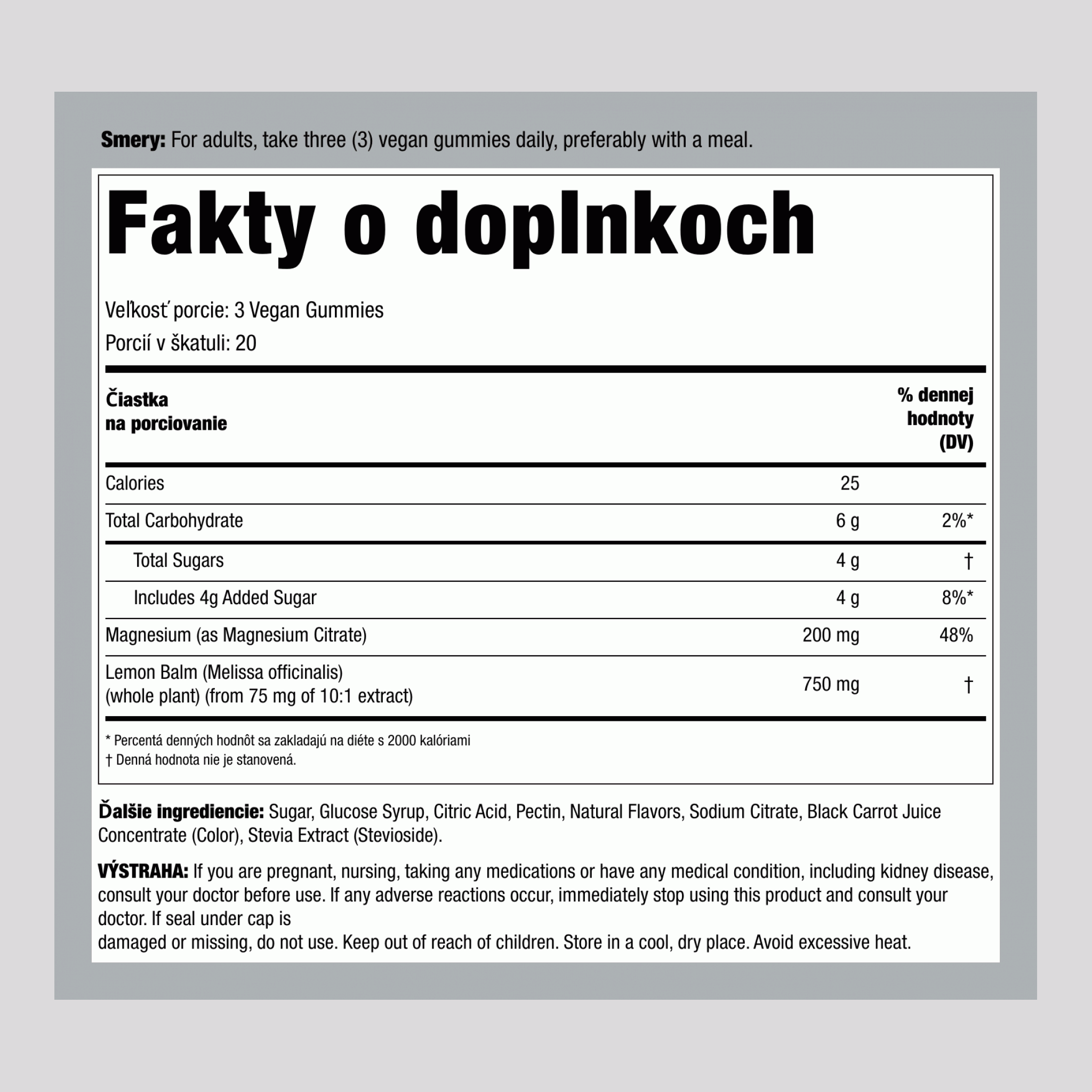 Horčík 200 mg (v jednej dávke) 60 Vegánske gumené cukríky     