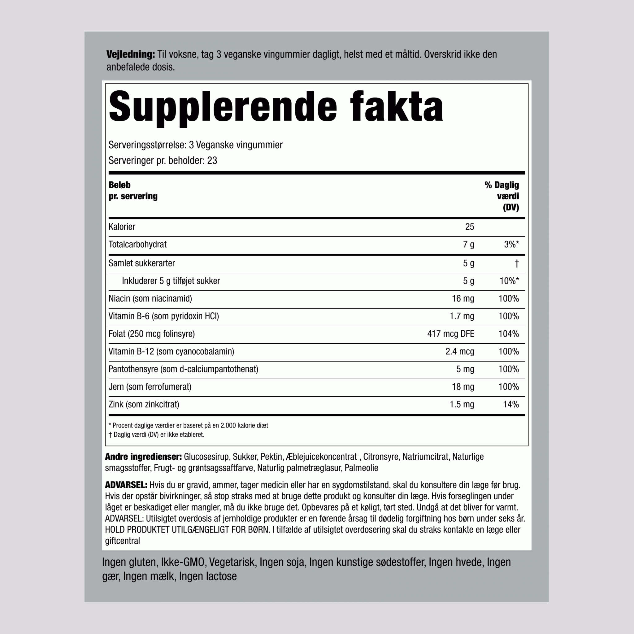 Jern + B12 (Lækker Drue), 70 Veganske Gummier