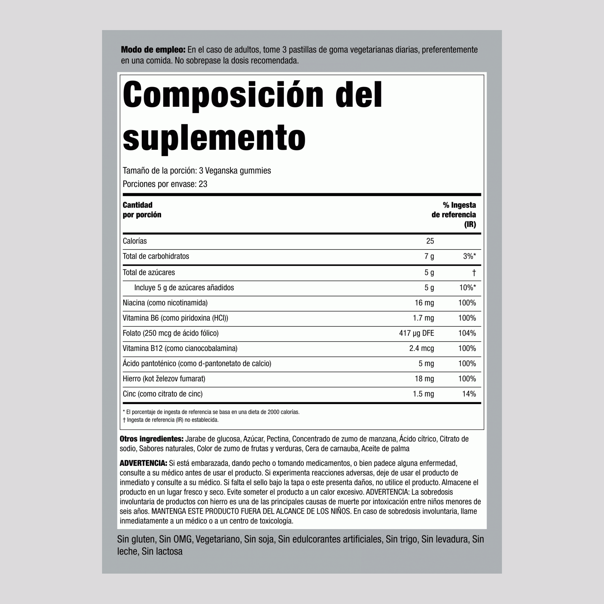 Hierro + B12 (Delicioso Sabor a Uva), 70 Gomitas Veganas