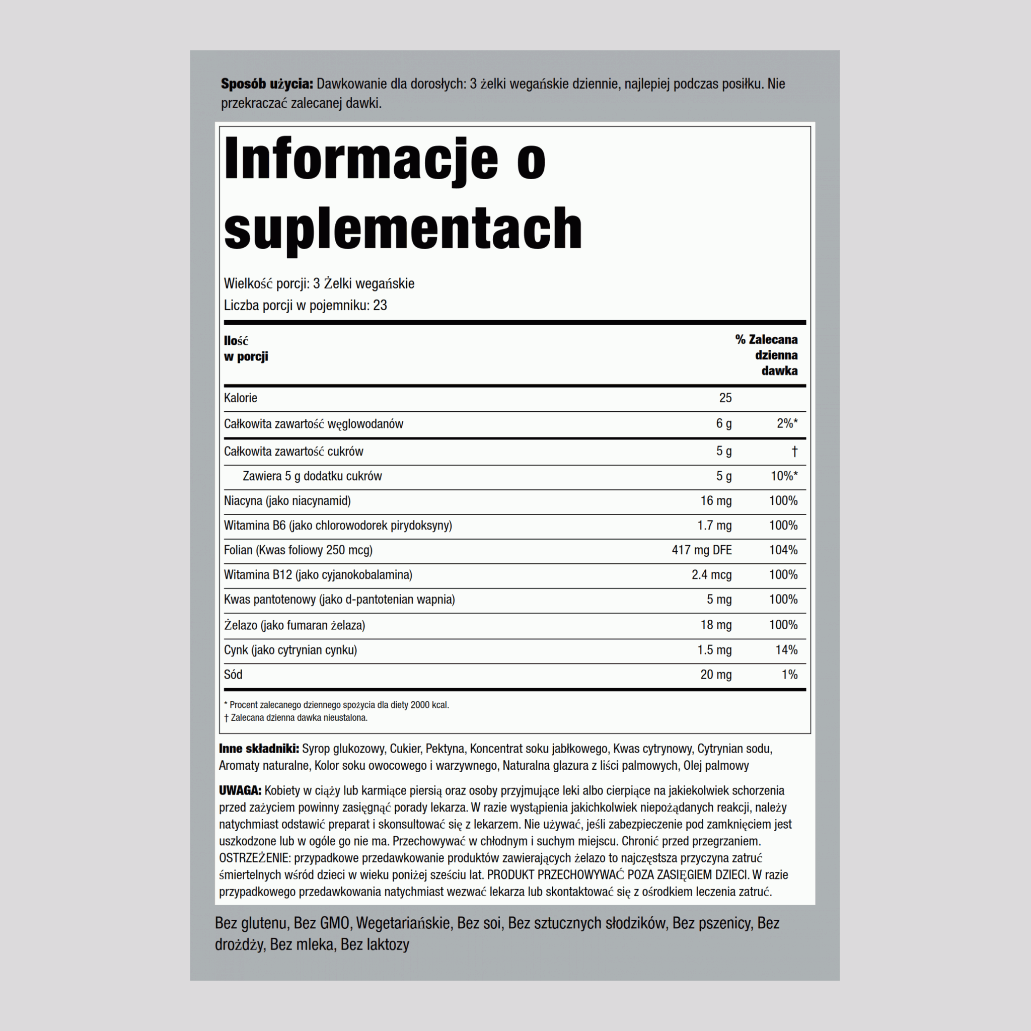 Żelki Żelazo + B12 (pyszne winogrono) 90 Żelki wegańskie