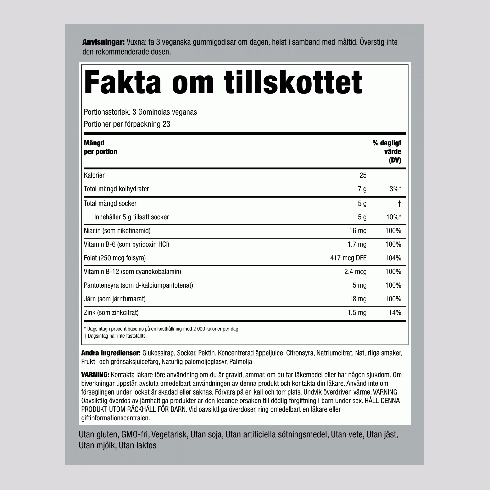 Järn + B12 (Läcker Druva), 70 Veganska Gummies