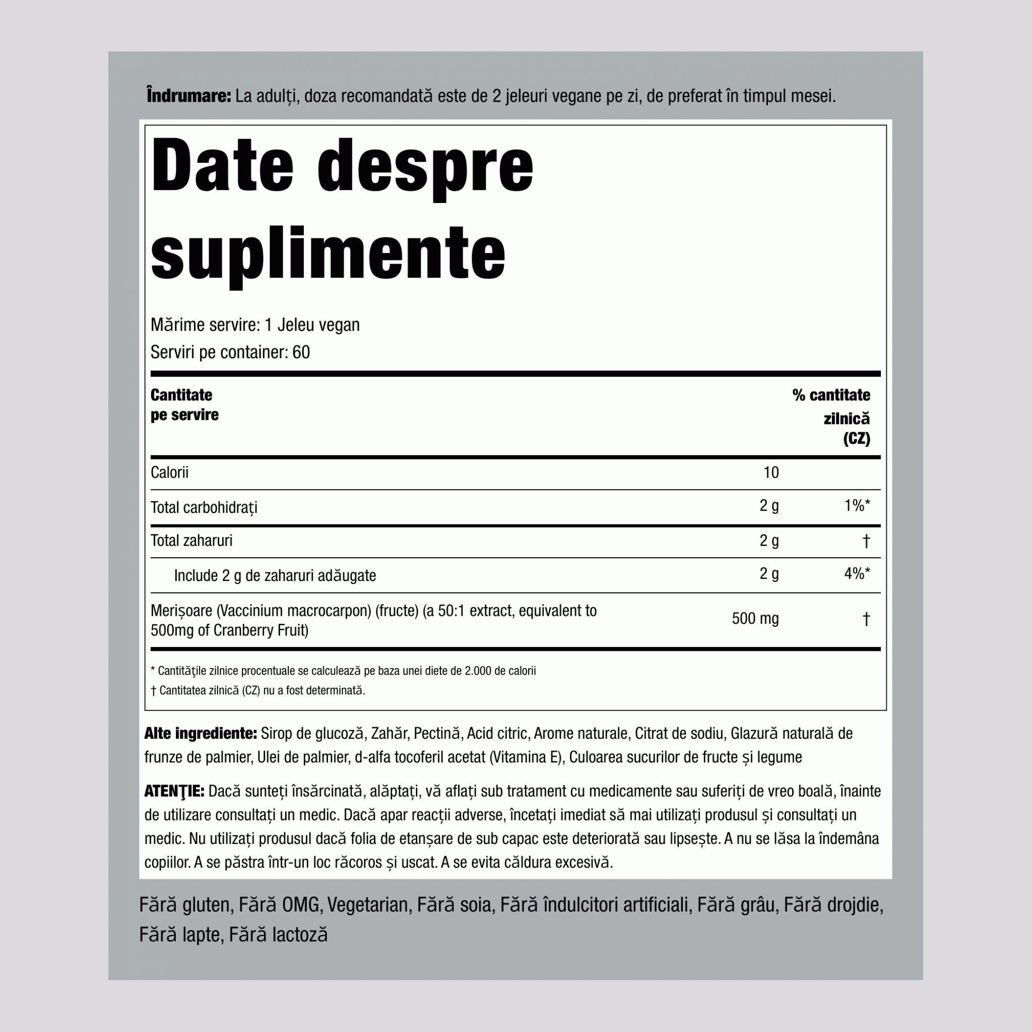 Curățare cu merișoare (Cranberry Mango Delicios), 60 de jeleuri vegane