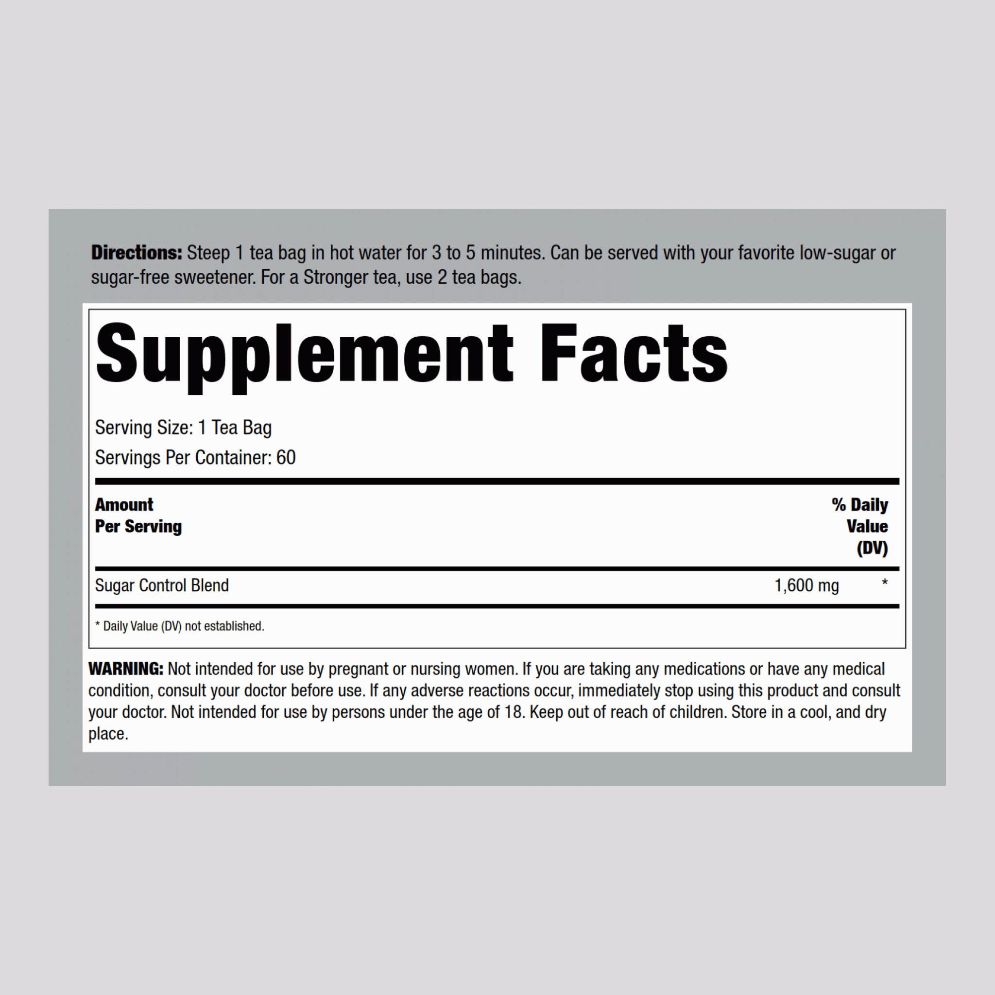 Sugar Control Tea, 1600 mg, 60 Tea Bags