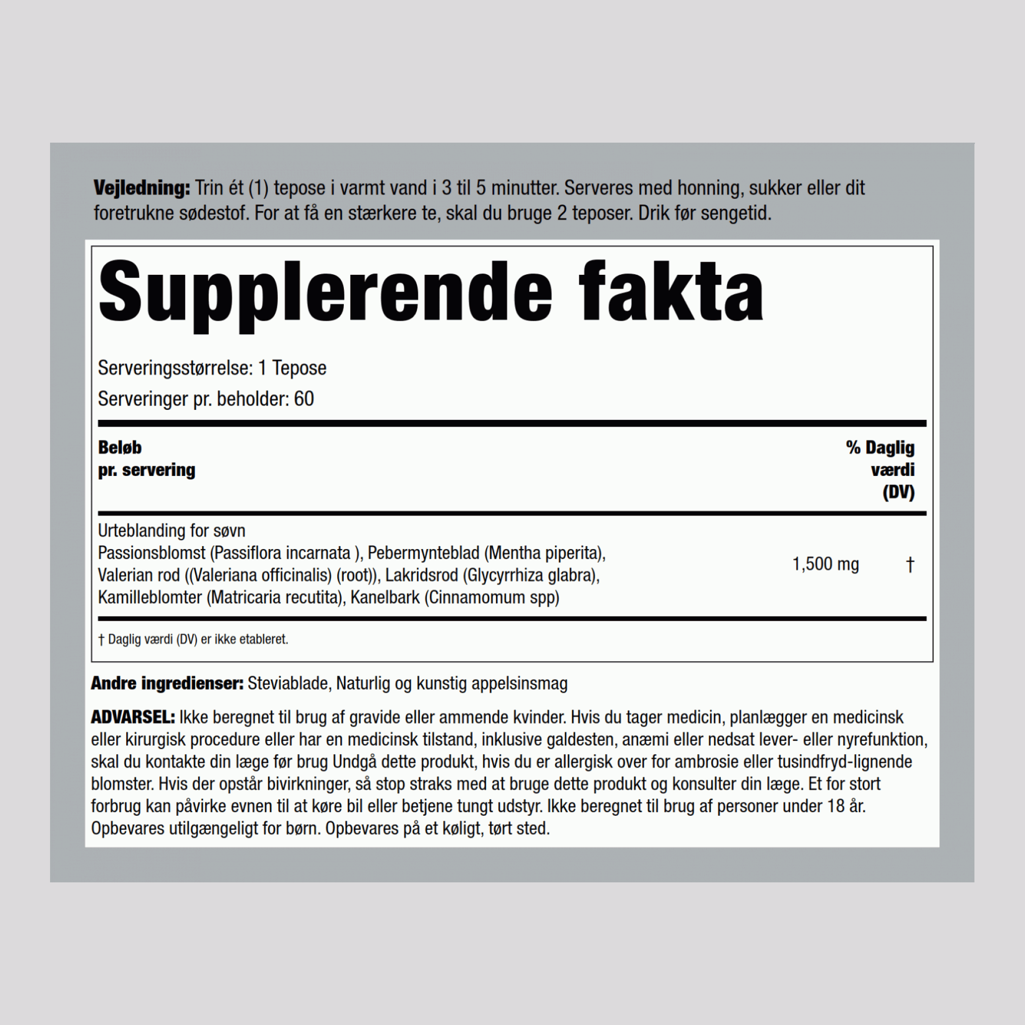 Søvndyssende te (til sengetid) 1500 mg 50 Teposer     