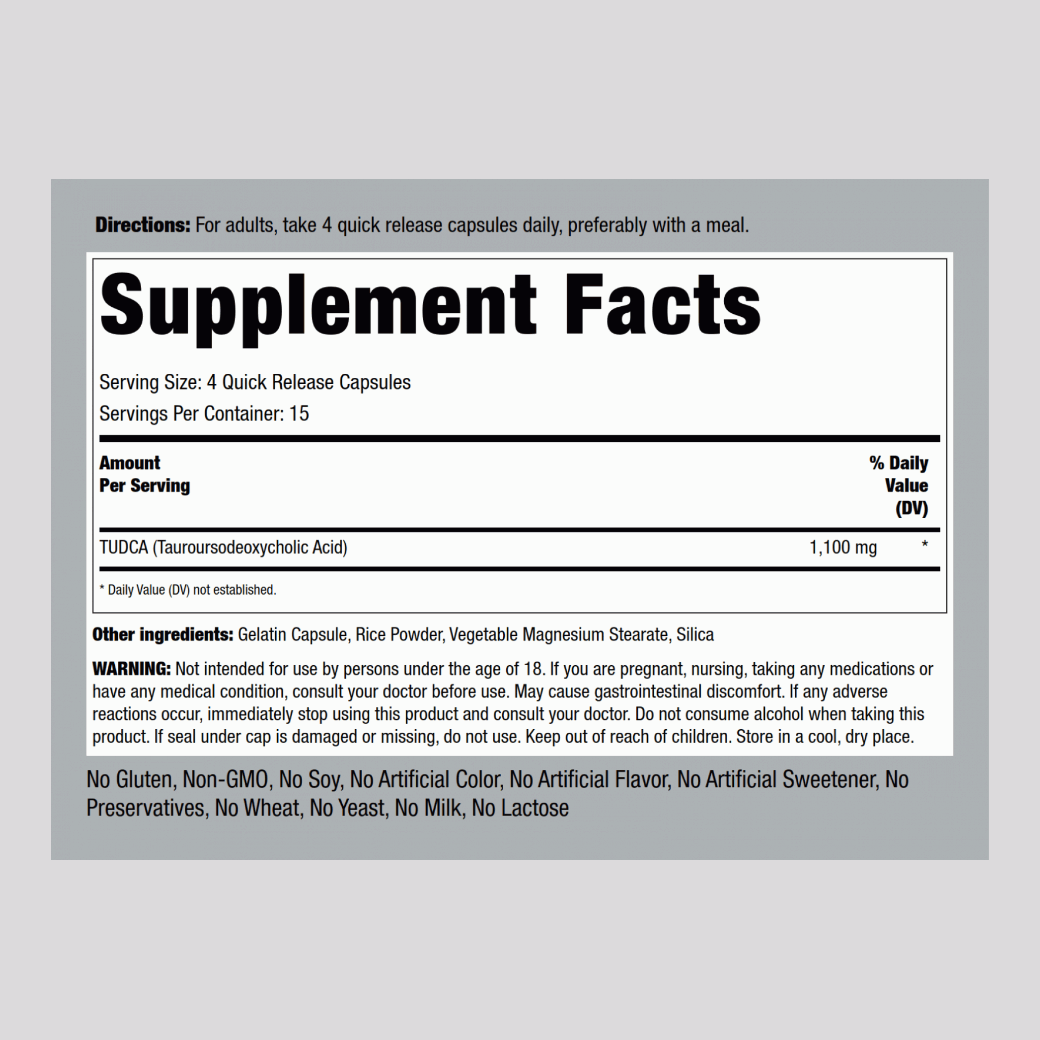 Tudca, 1100 mg (per serving), 60 Quick Release Capsules