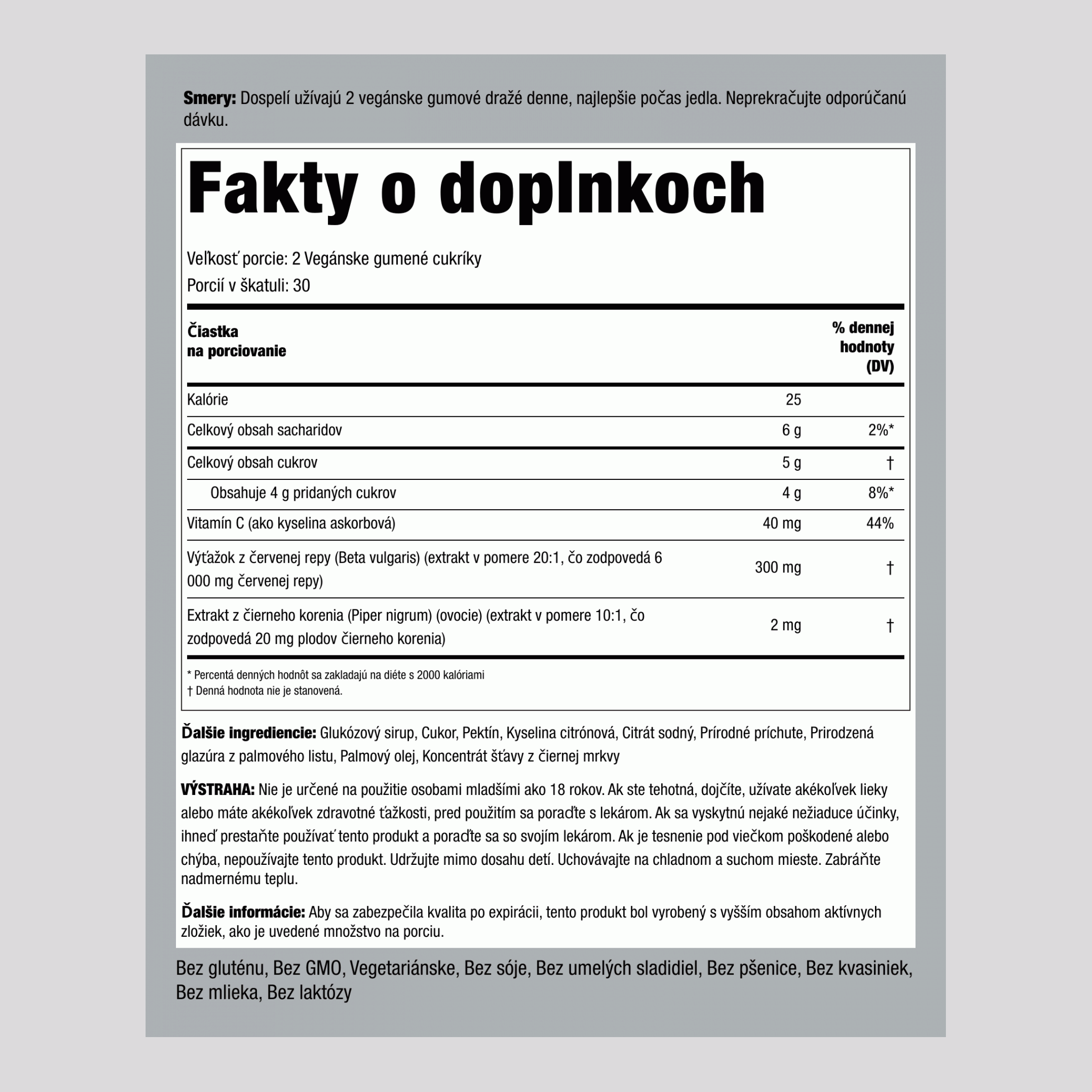 Červená repa (jahoda) 60 Vegánske gumené cukríky      