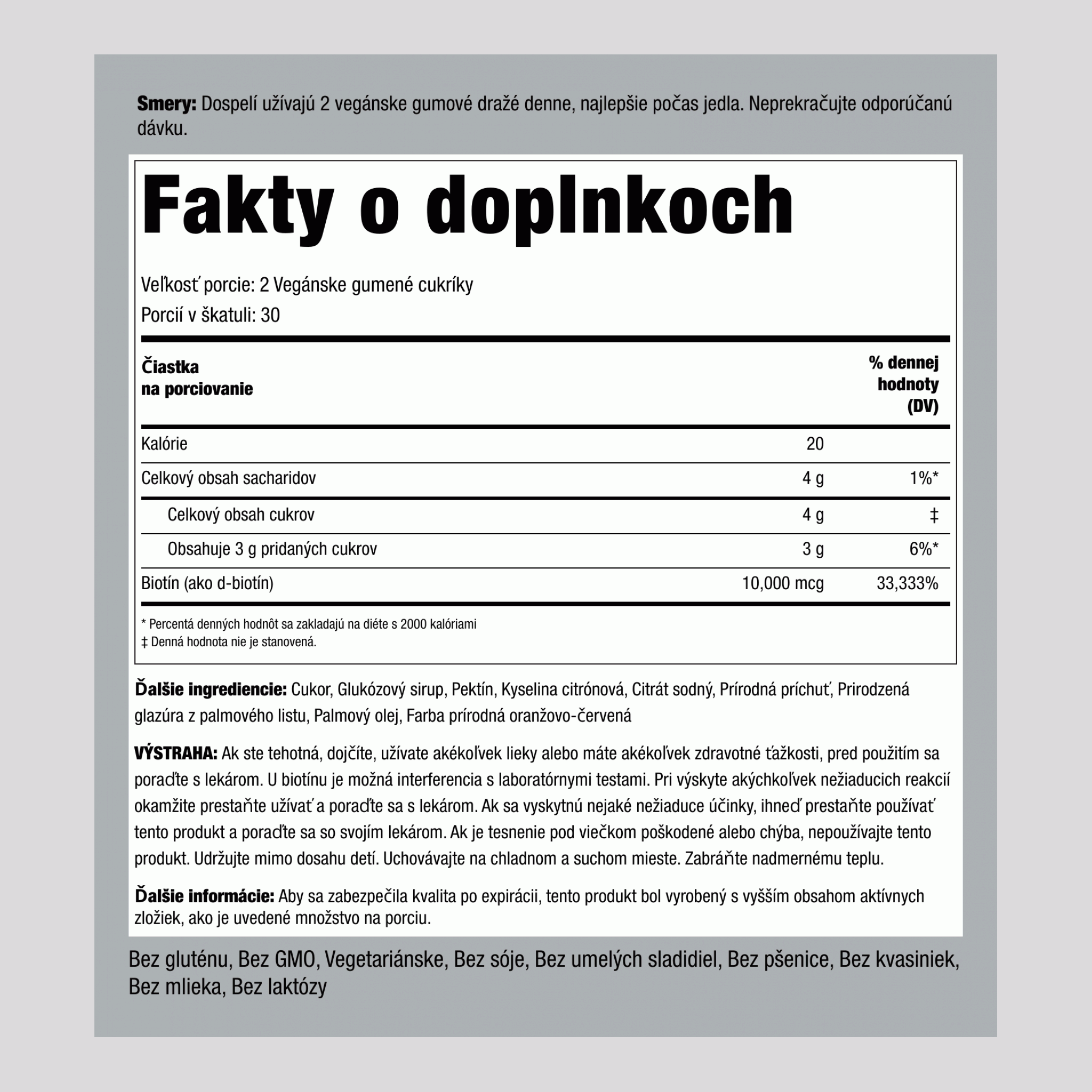 Biotín (Lahodná Broskyňa), 10 000 mcg (na porciu), 60 Vegánskych Gummies