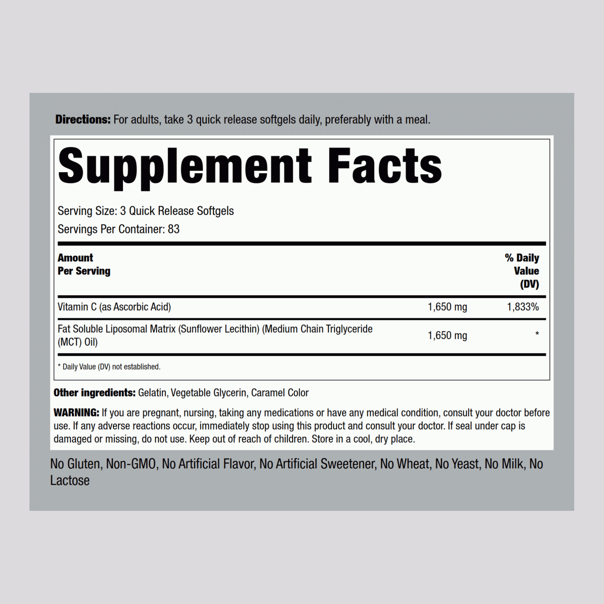 Liposomal Vitamin C Complex, 3300 mg (per serving), 250 Softgels