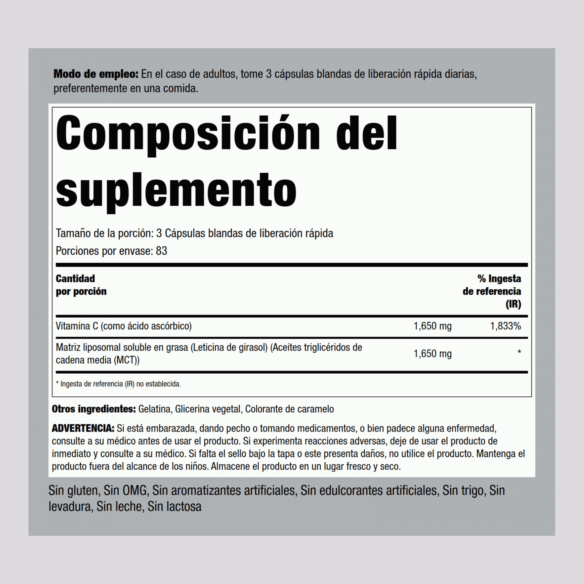 Liposomal Vitamin C Complex, 1650 mg (per serving), 250 Quick Release Softgels, 2  Bottles