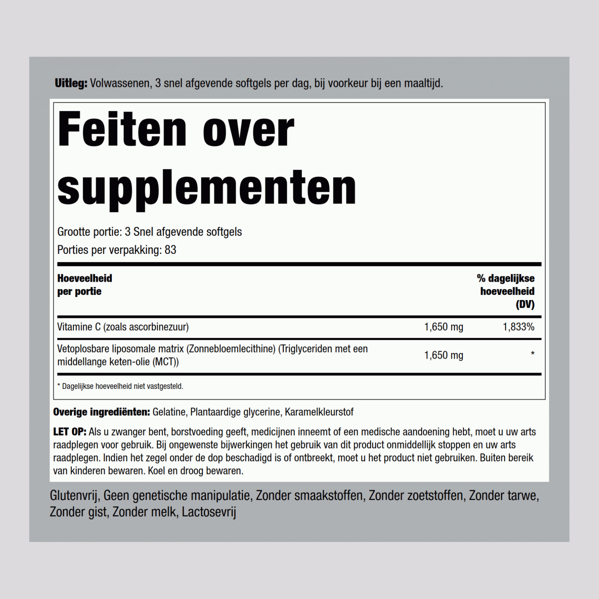 Liposomal Vitamin C Complex, 1650 mg (per serving), 250 Quick Release Softgels, 2  Bottles