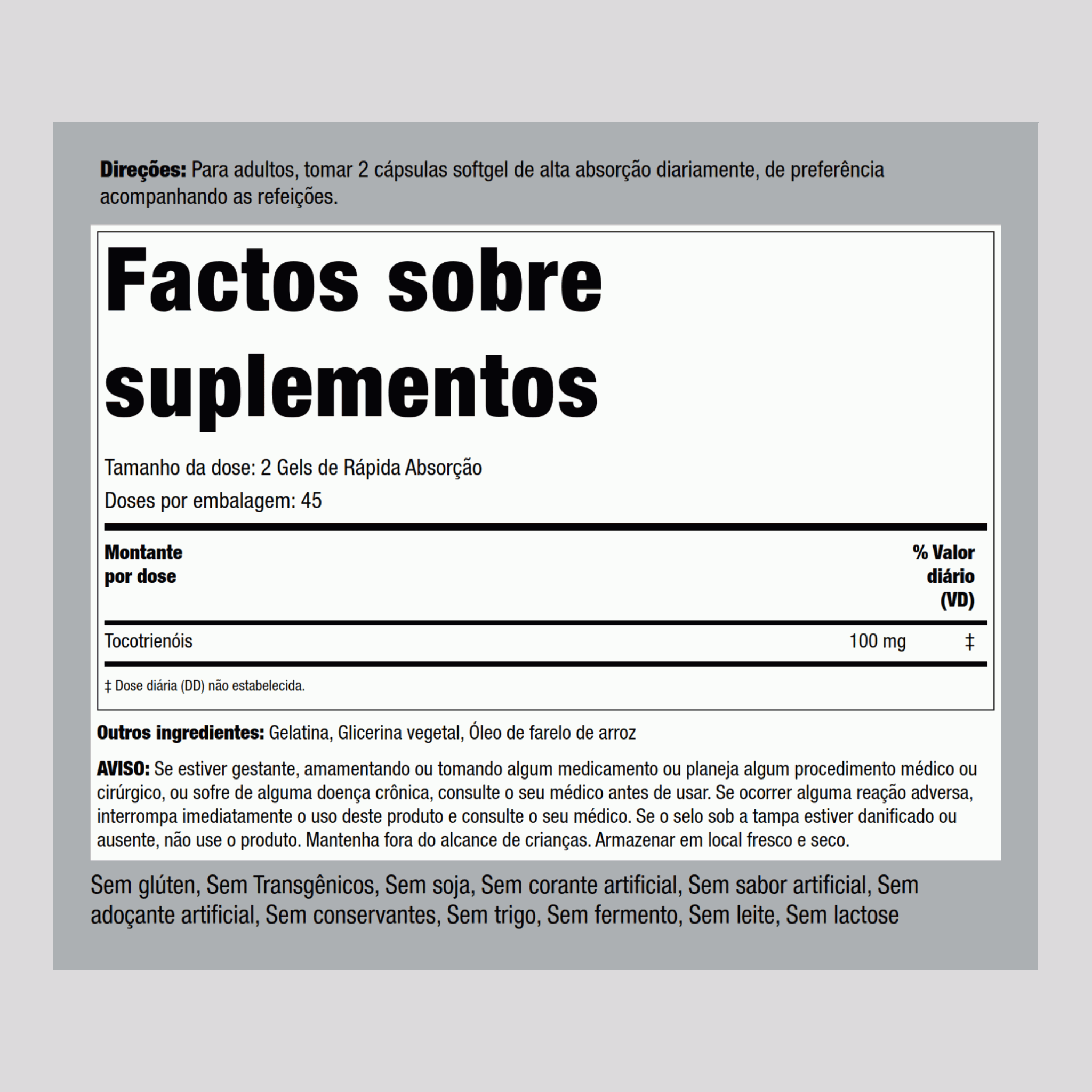 Tocotrienols, 100 mg (per serving), 90 Quick Release Softgels