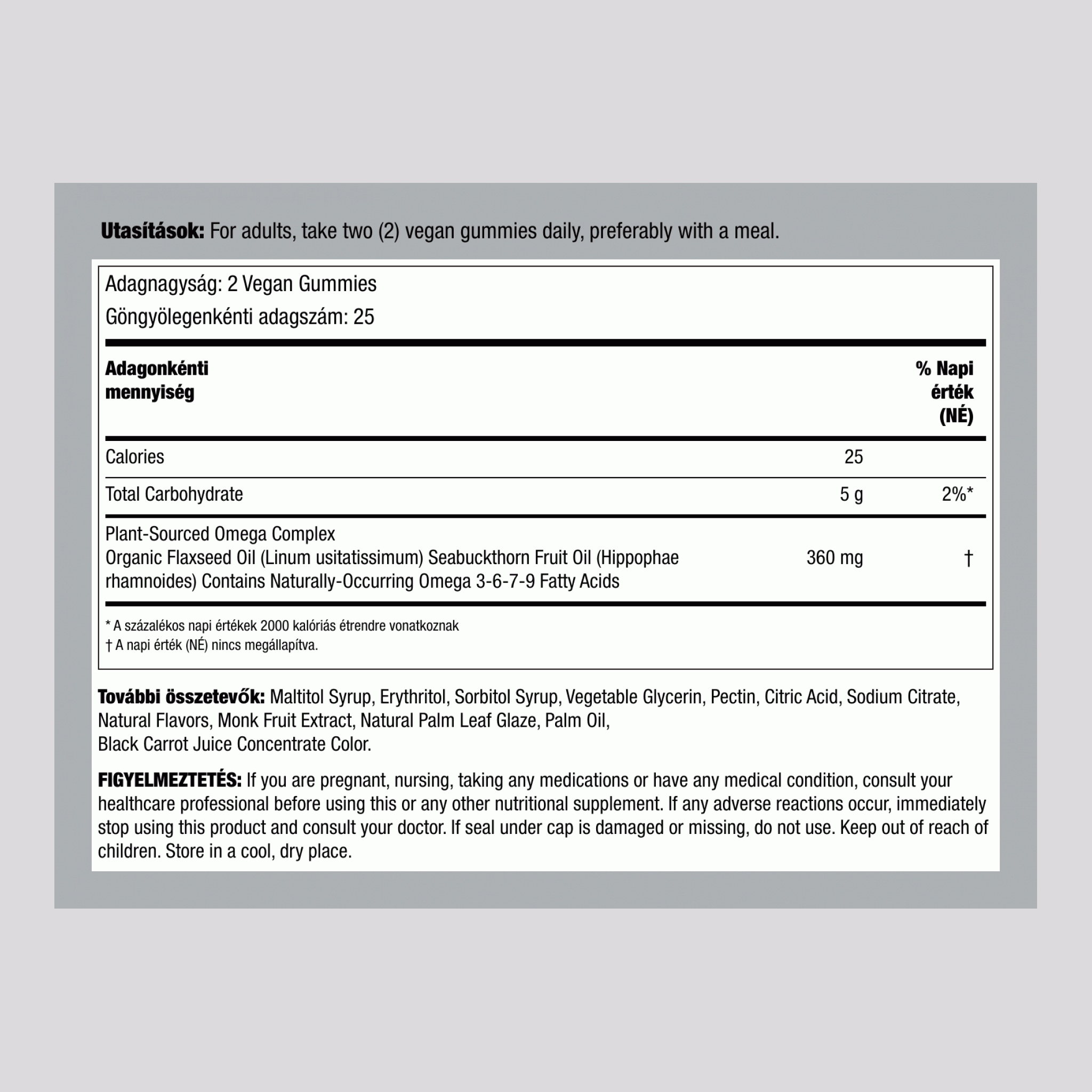 Omega -3-6-7-9 (természetes őszibarack)  50 Vegán gumibogyó       