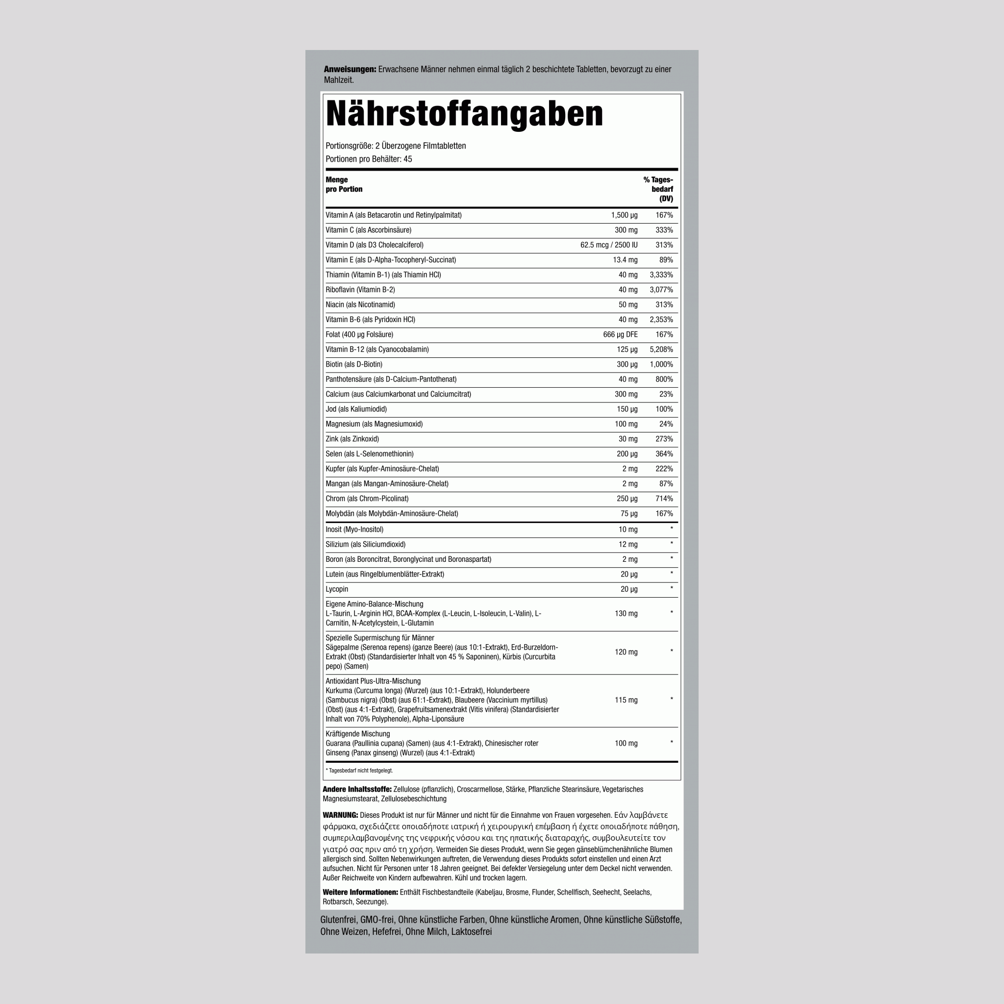 Mega Multiple für Männer 90 Überzogene Filmtabletten       