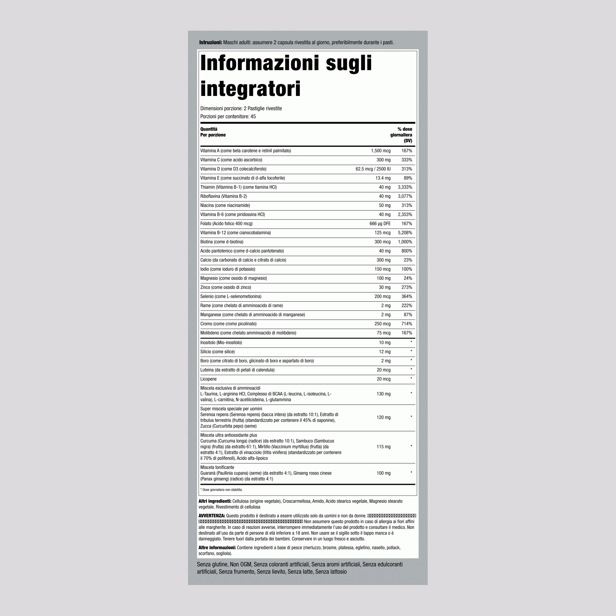 Mega multivitamine per uomo 90 Pastiglie rivestite       