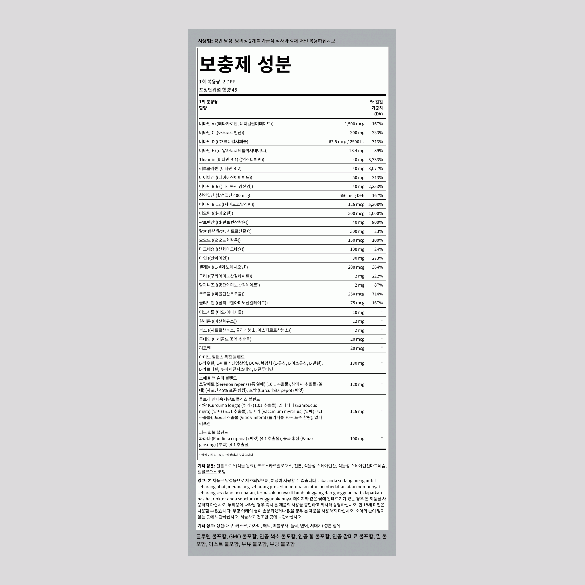 남성을 위한 메가 멀티플 90 DPP       