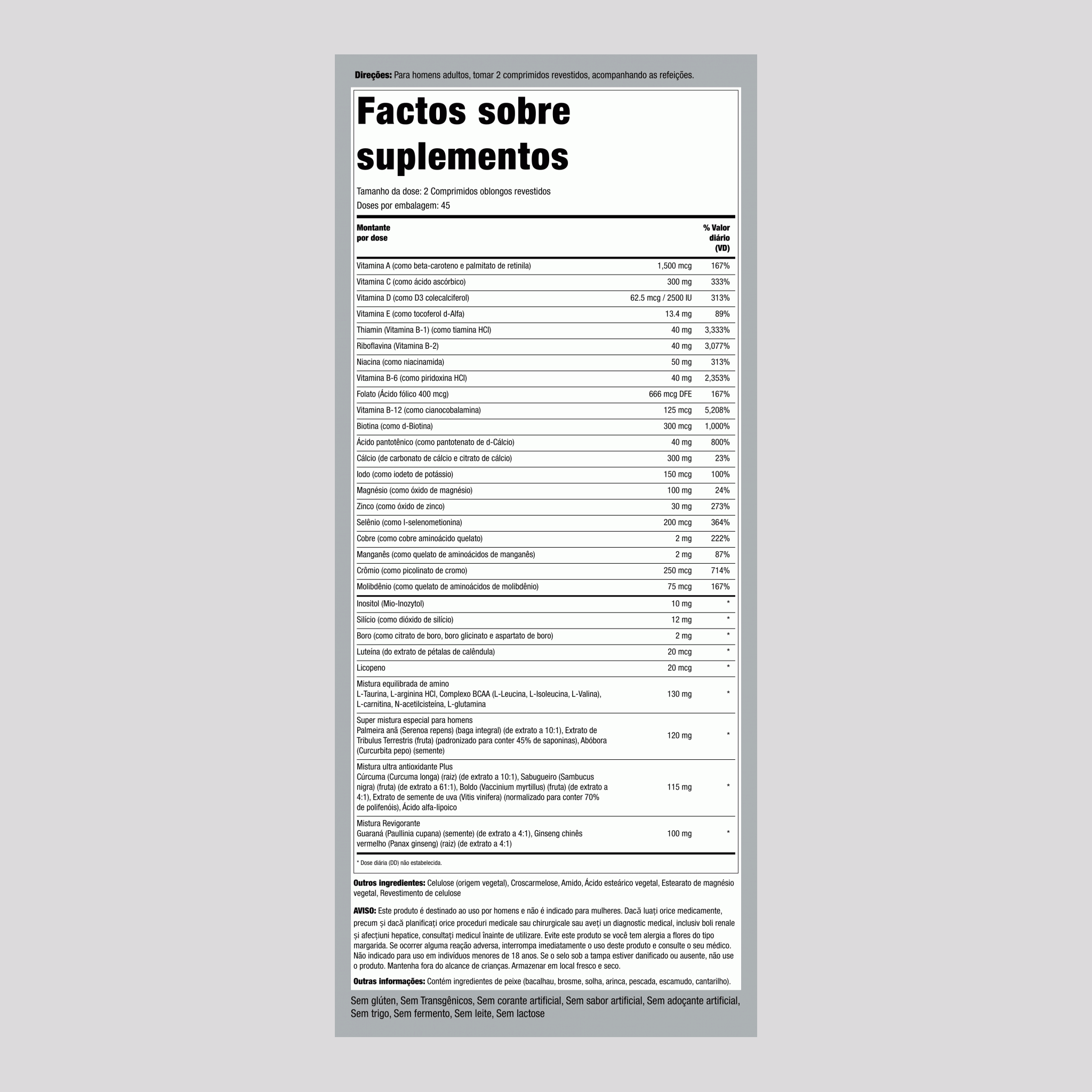 Mega múltiplo para homens 90 Comprimidos oblongos revestidos       