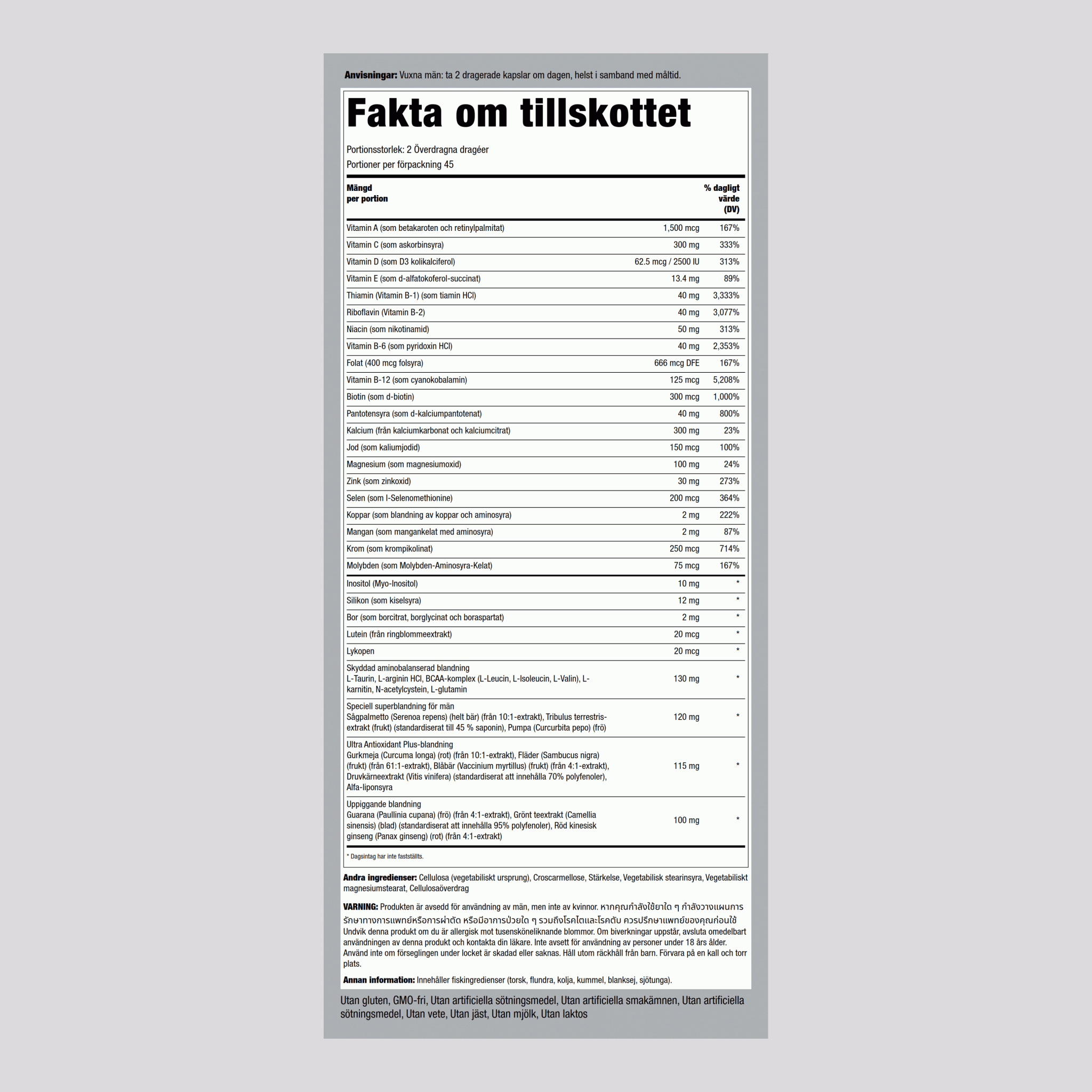 Mega Multiple för män 90 Överdragna dragéer       