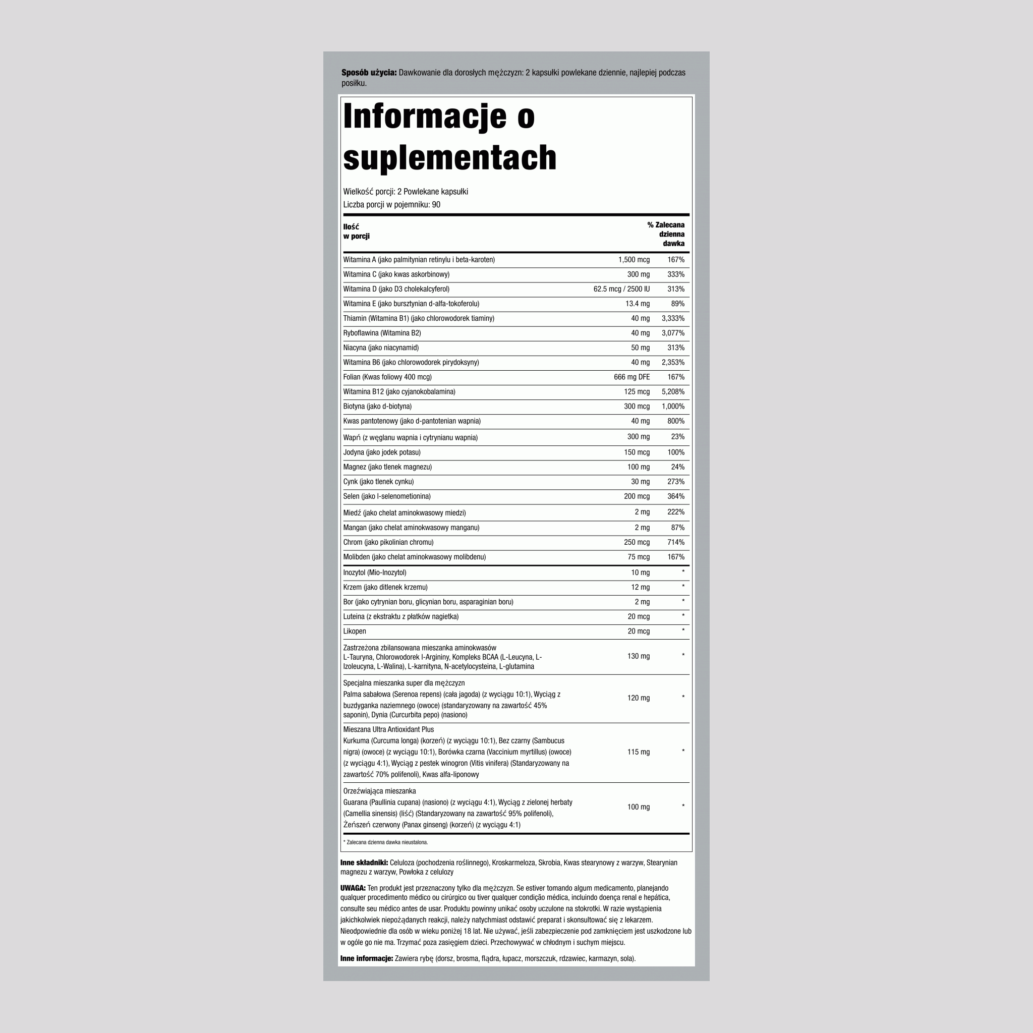 Mega Multiple dla mężczyzn 180 Powlekane kapsułki       