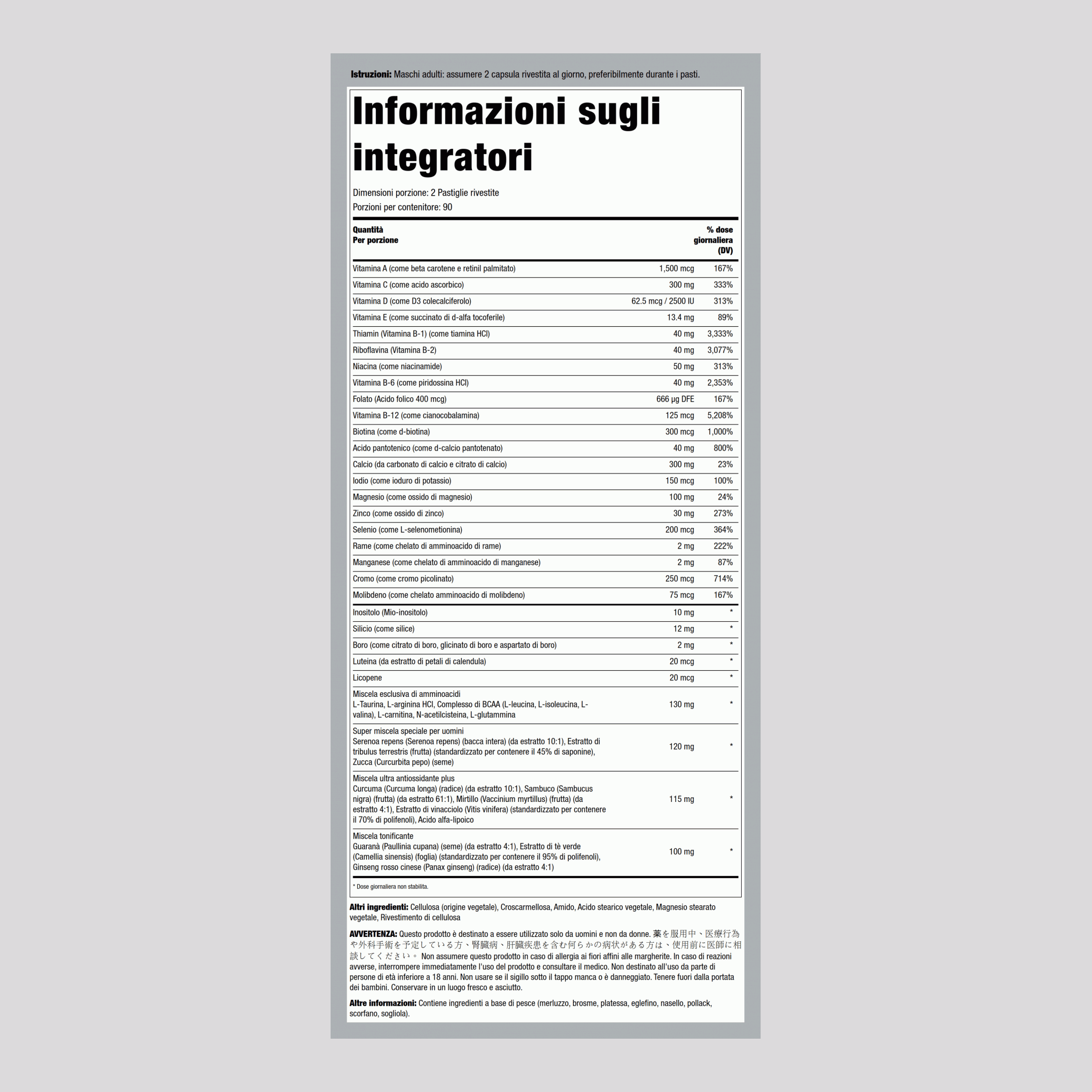 Mega multivitamine per uomo 180 Pastiglie rivestite       