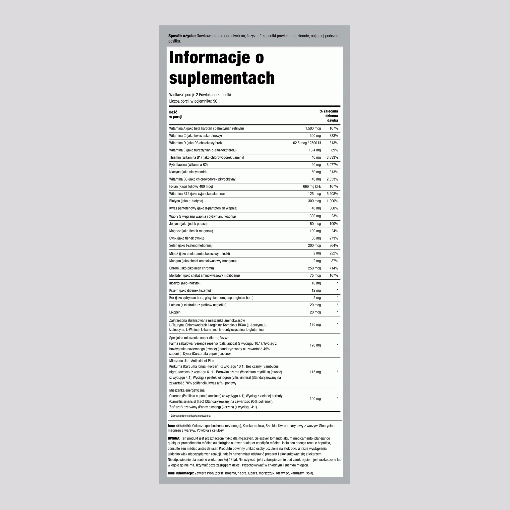 Mega Multiple dla mężczyzn,  180 Powlekane kapsułki 2 Butelki