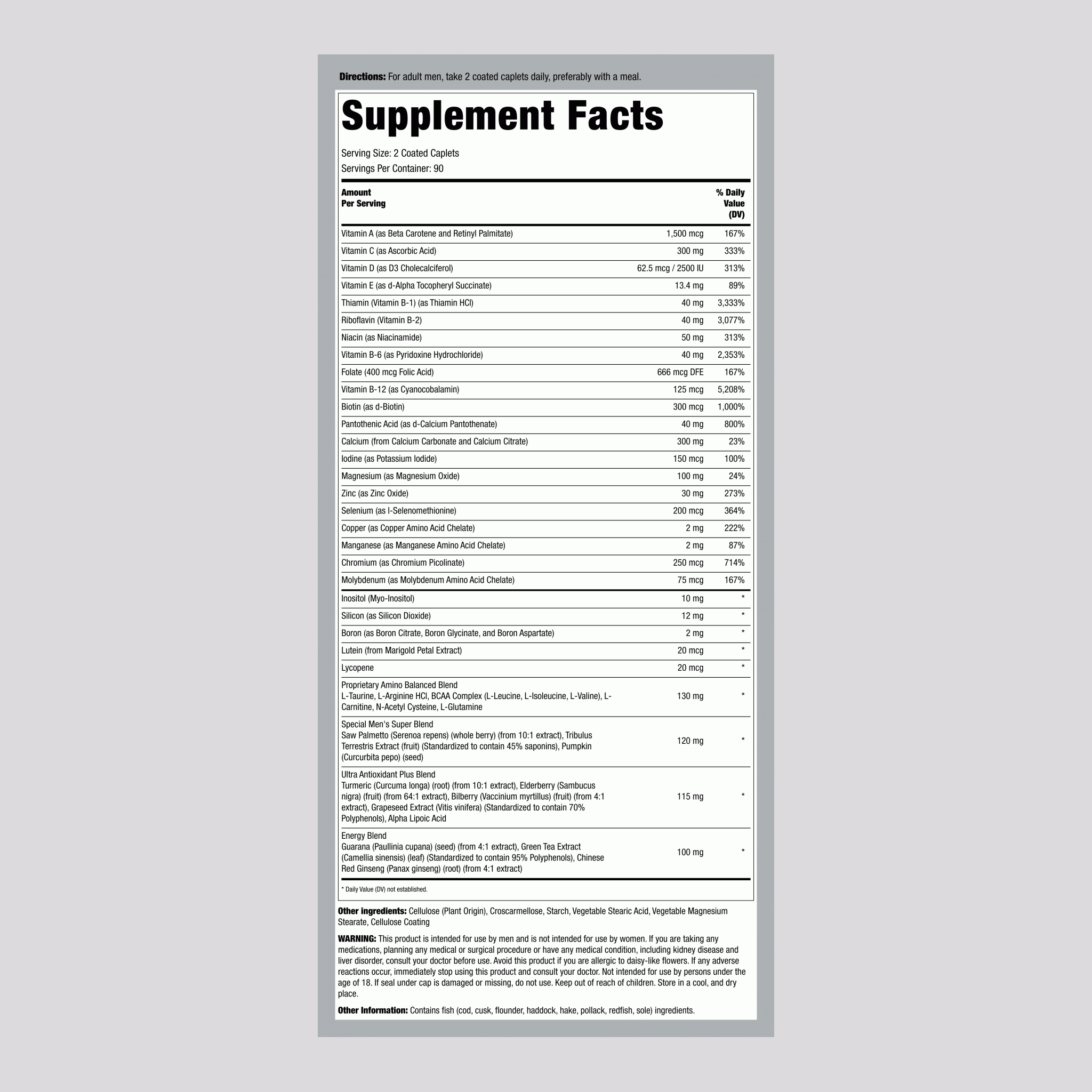 男性 Mega 複合物   ,  180 衣膜錠 2 瓶子