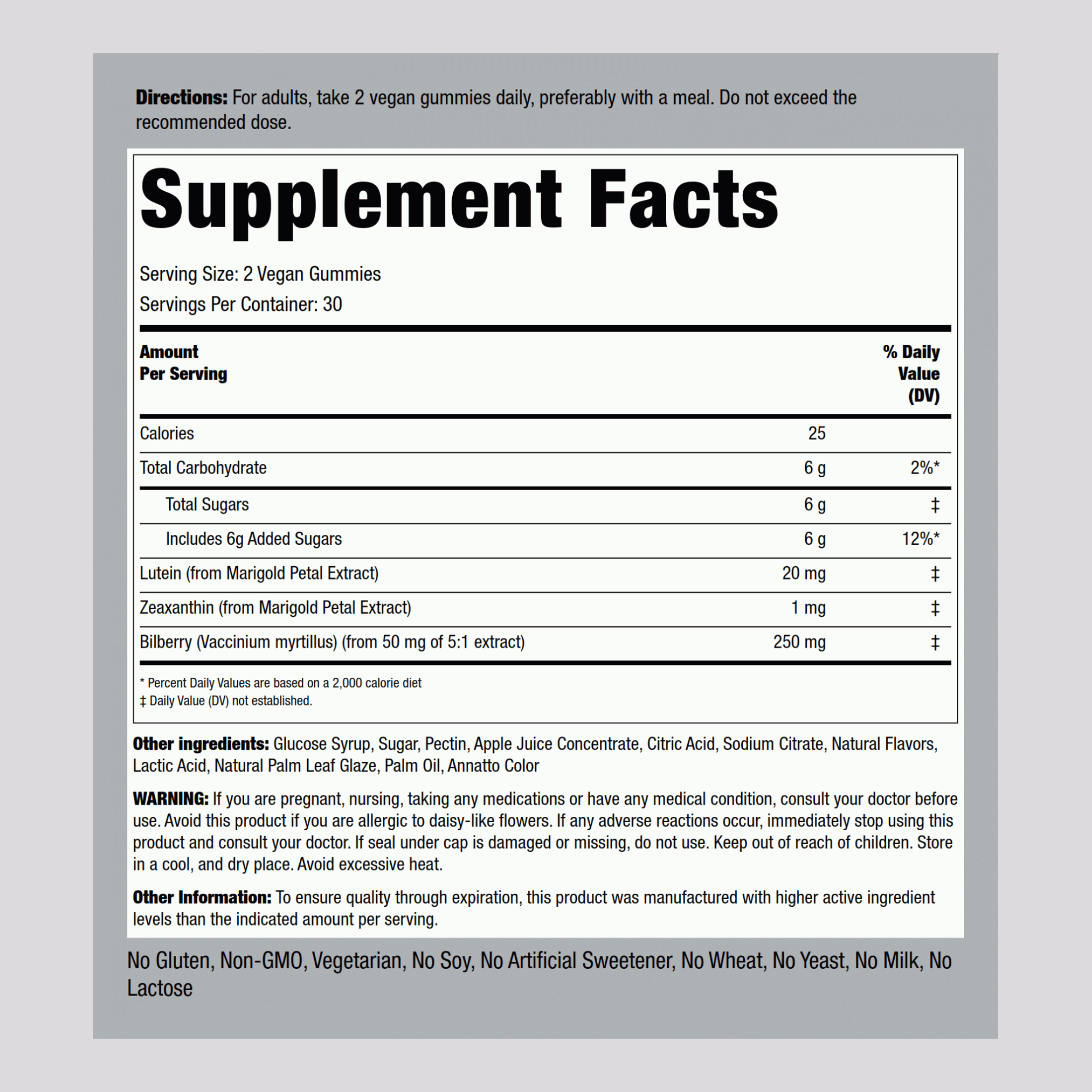 Lutein + Zeaxanthin (Delicious Orange), 21 mg (per serving), 60 Vegan Gummies, 2  Bottles