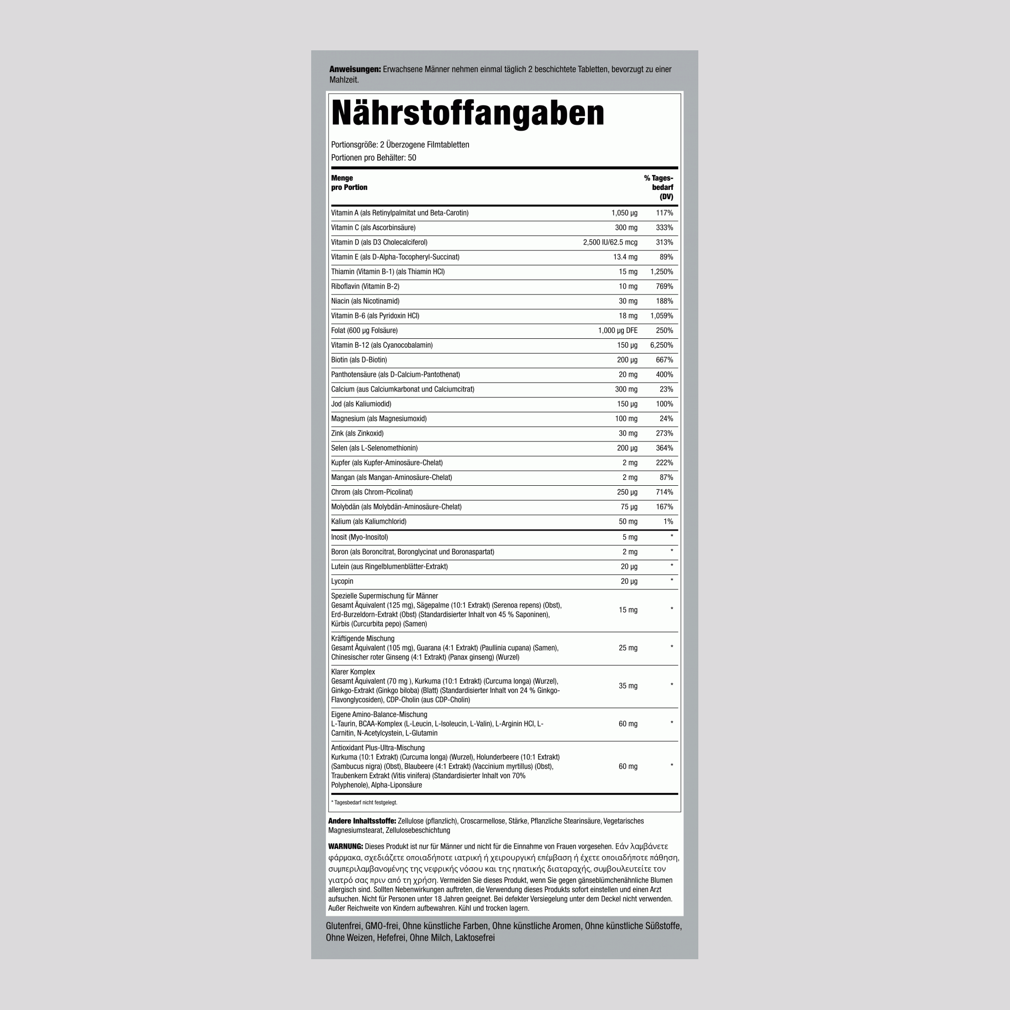 Mega Multiple für Männer ab 50 100 Überzogene Filmtabletten       