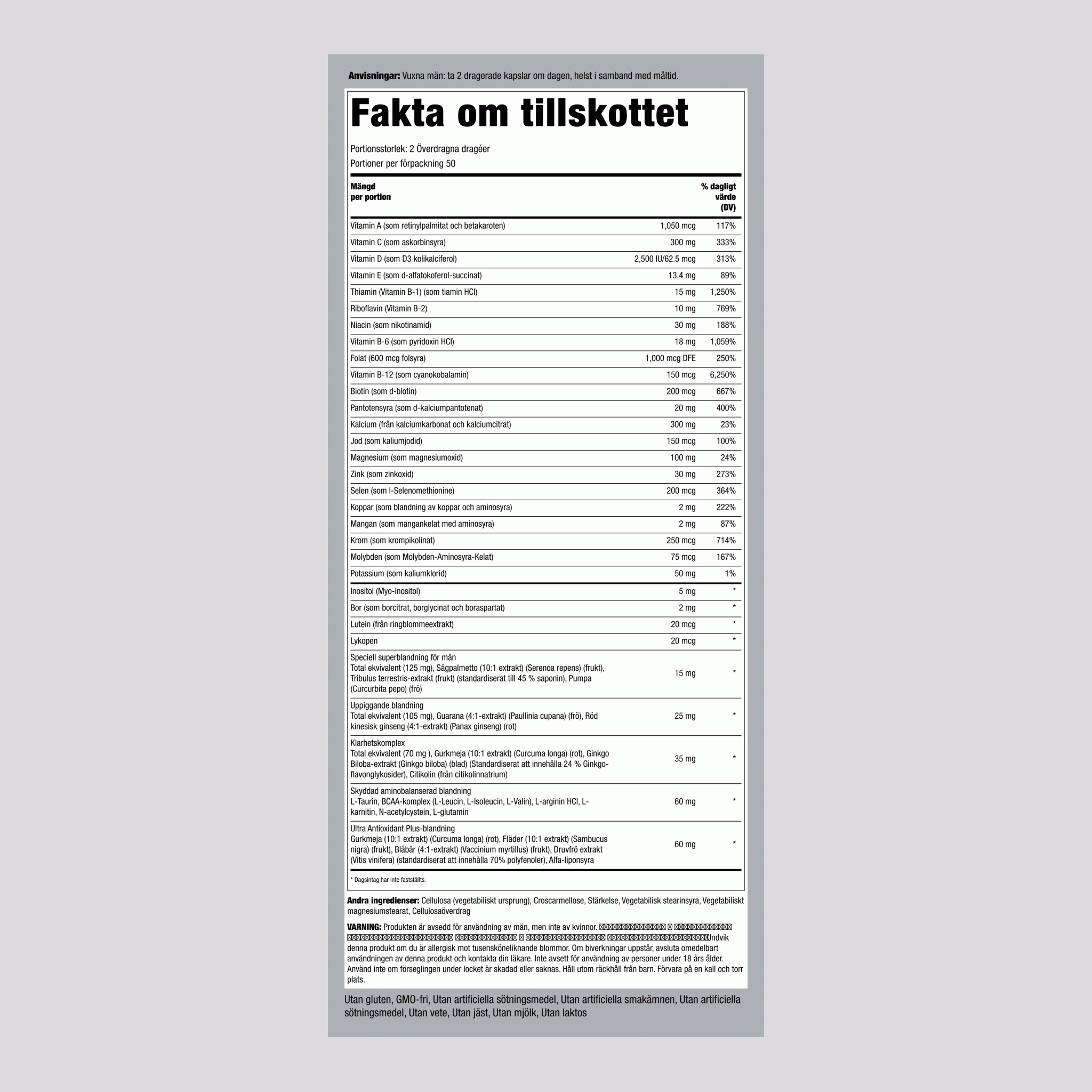 Mega Multiple för män 50+ 100 Överdragna dragéer       