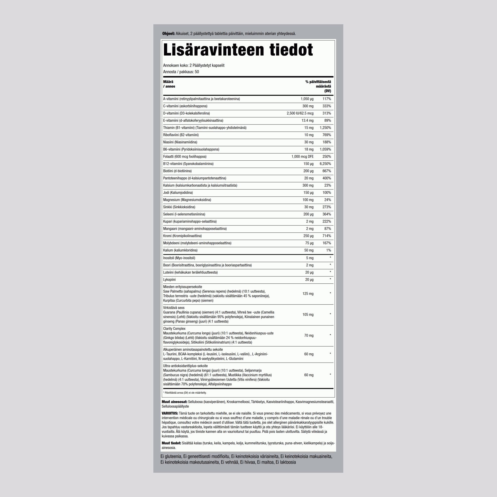 Mega Multiple miehille 50+ 100 Päällystetyt kapselit       