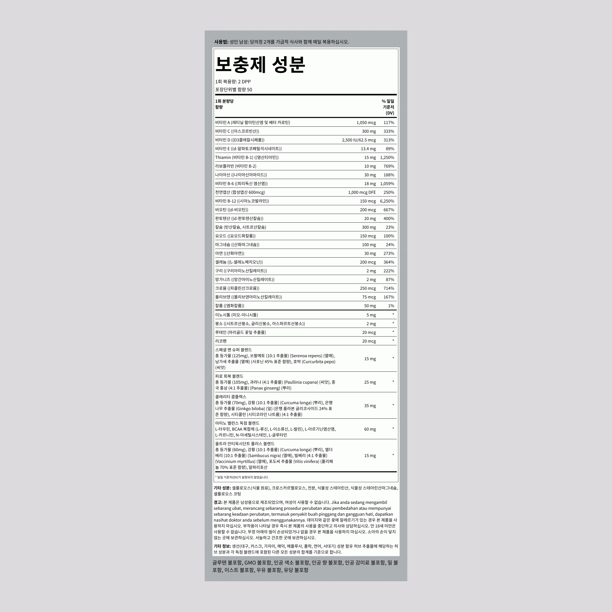 남성을 위한 메가 멀티플 50 플러스 200 DPP       