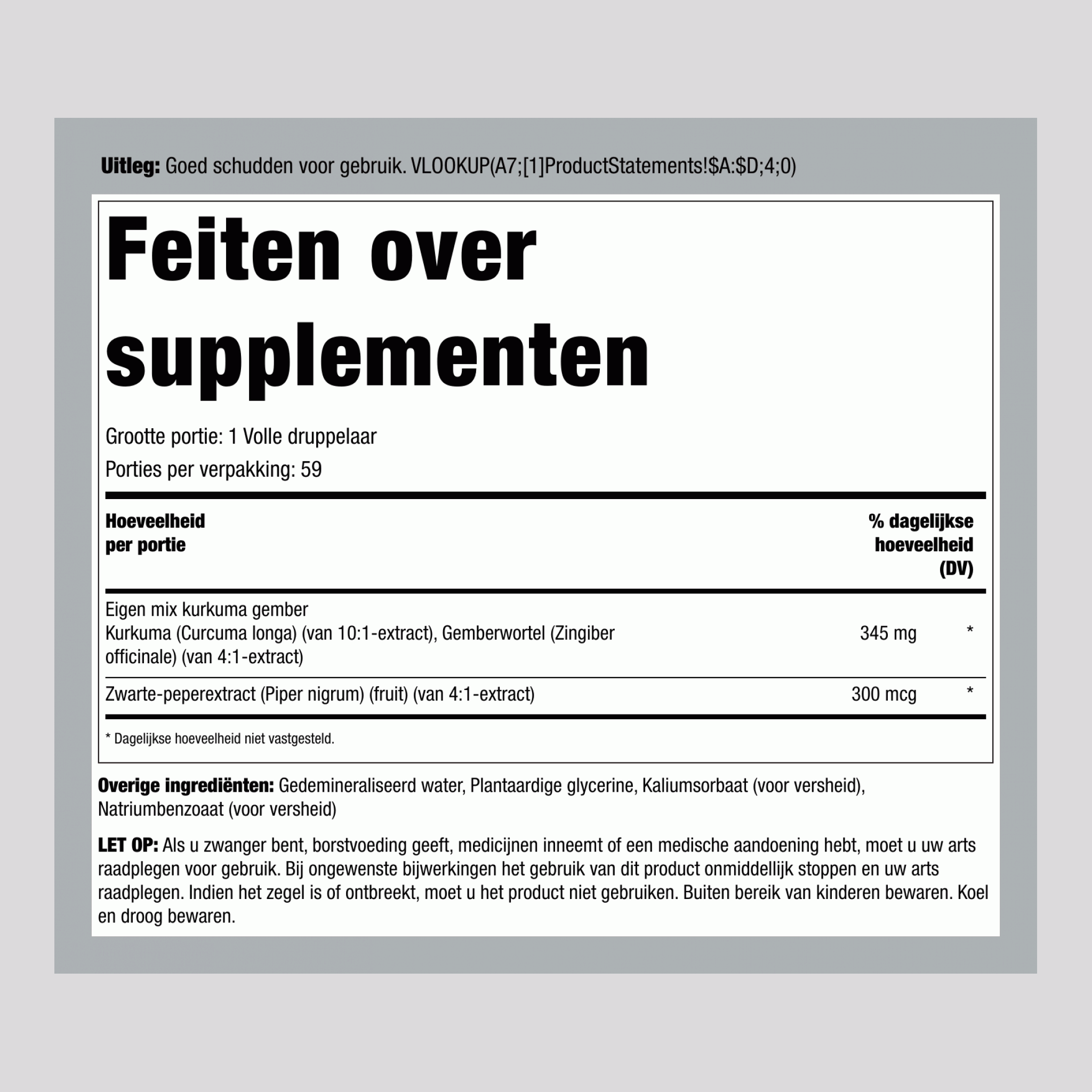 Vloeibare kurkuma plus gember 2 fl oz 59 mL Druppelfles    