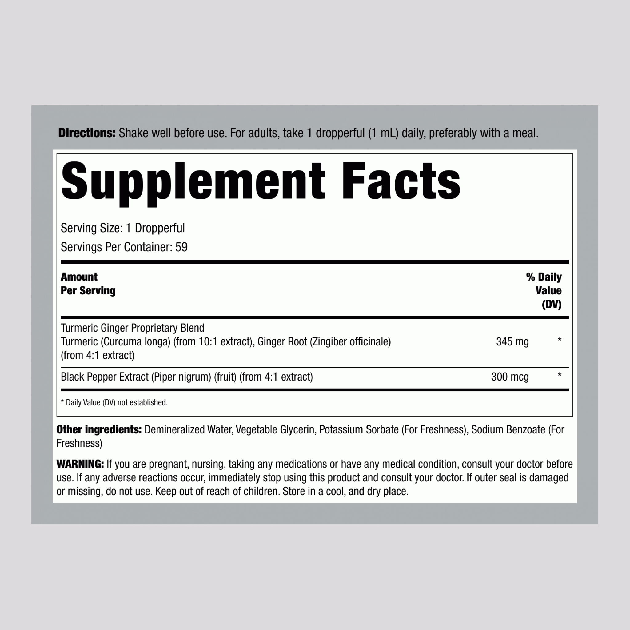 液態薑黃+薑 2 fl oz 59 毫升 滴管瓶    