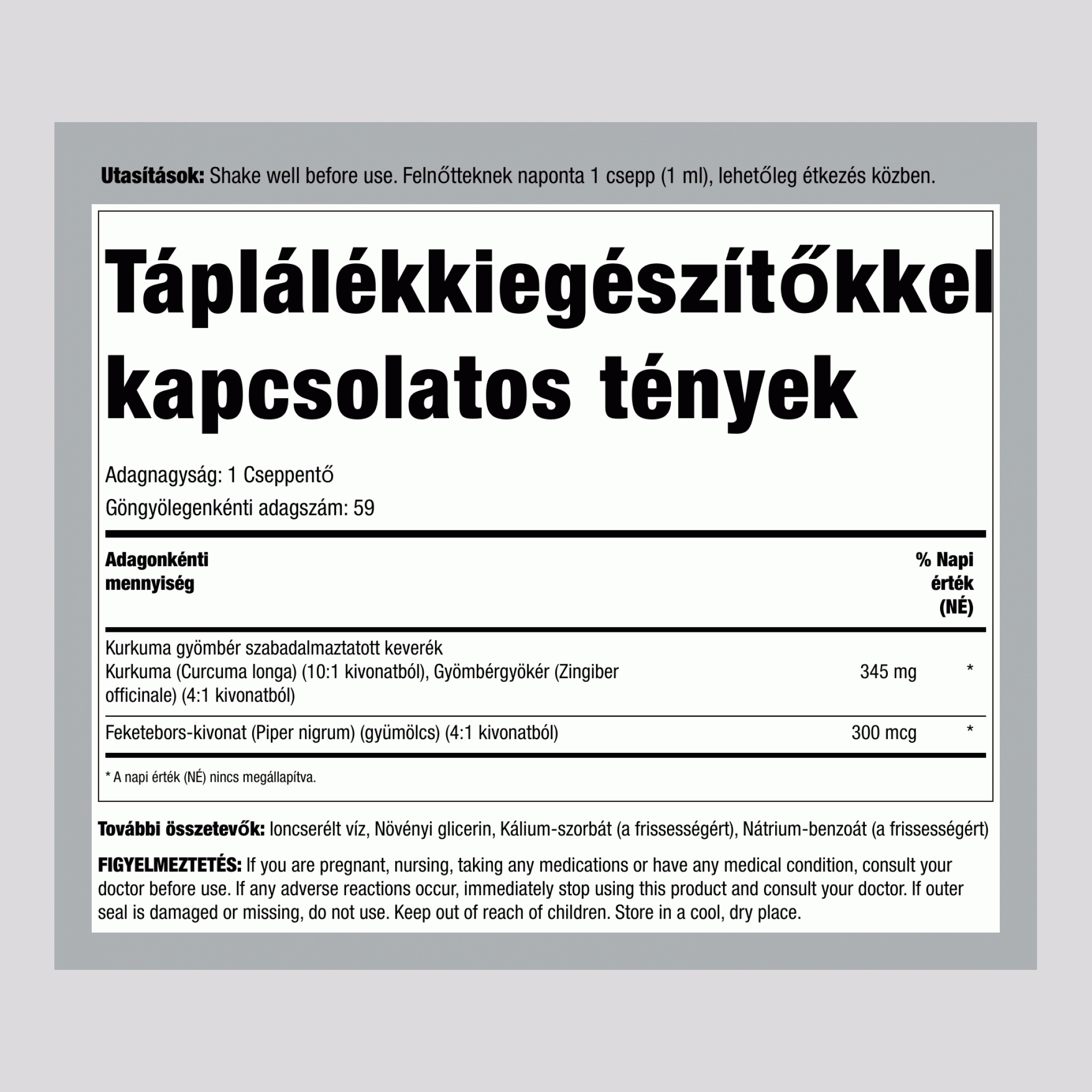 Folyékony kurkuma plusz gyömbér 2 fl oz (59 ml) Cseppentőpalack 2 Cseppentőpalackok     