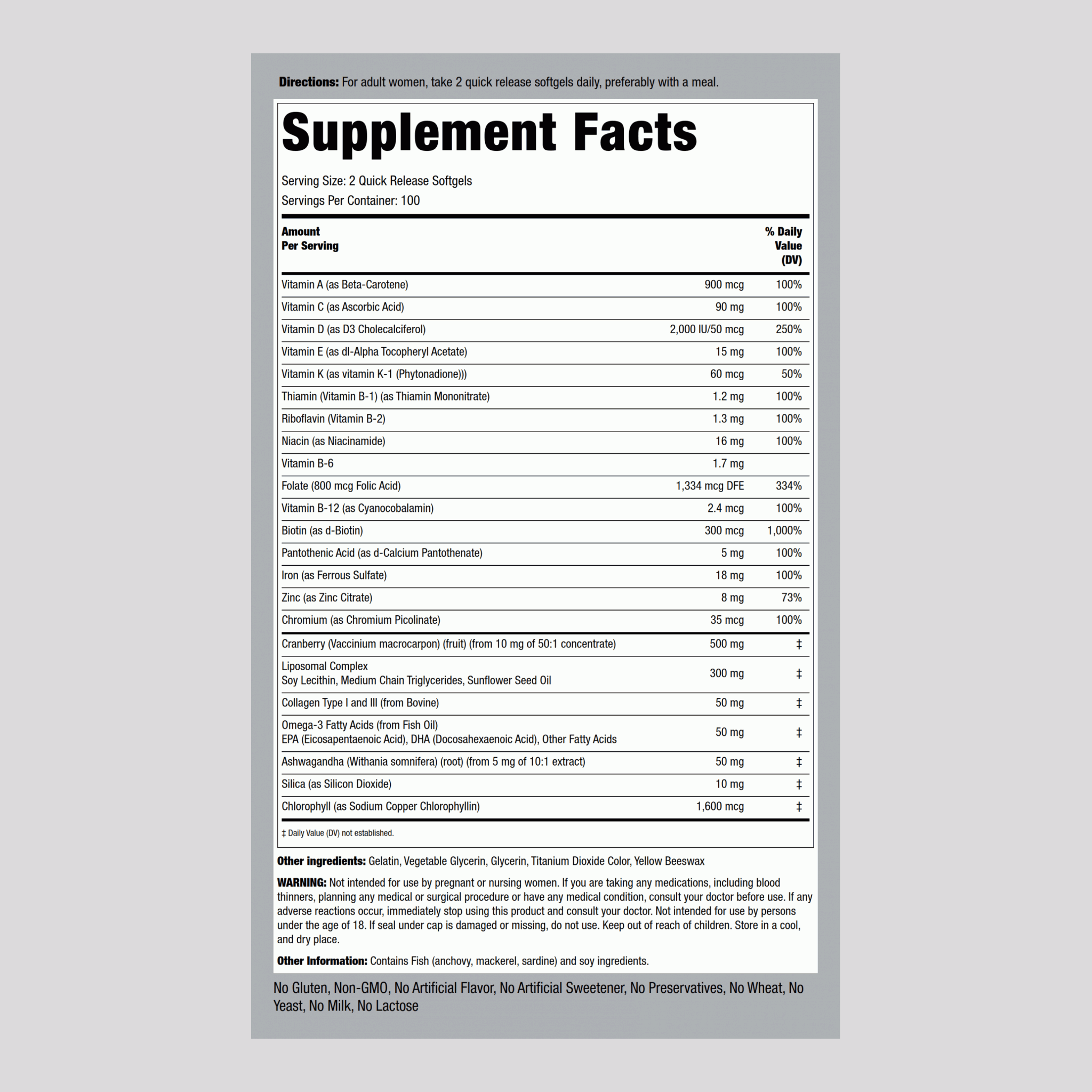 Liposomal Women's Multivitamins + Collagen, 200 Softgels