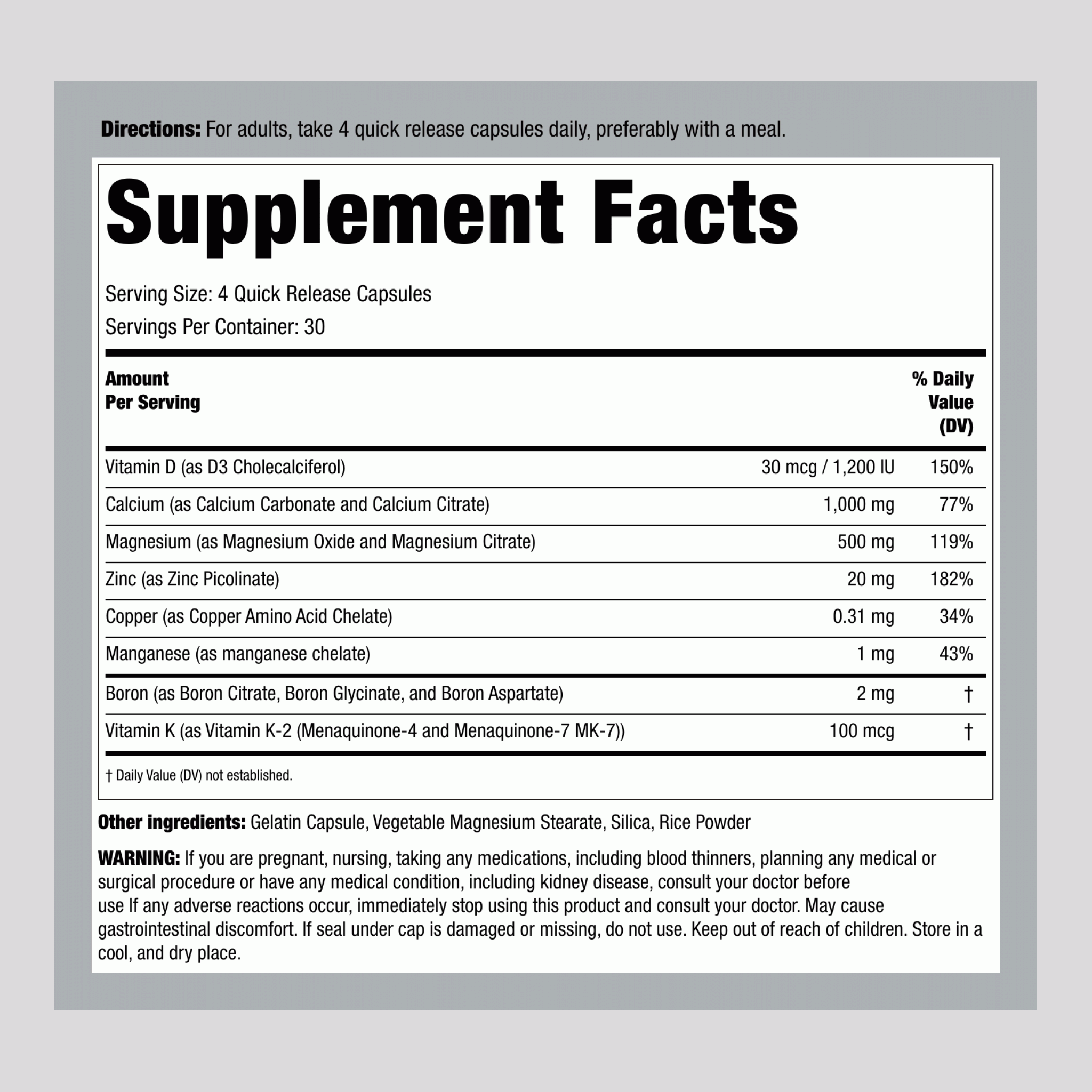 骨骼營養和維生素K2 120 快速釋放膠囊       