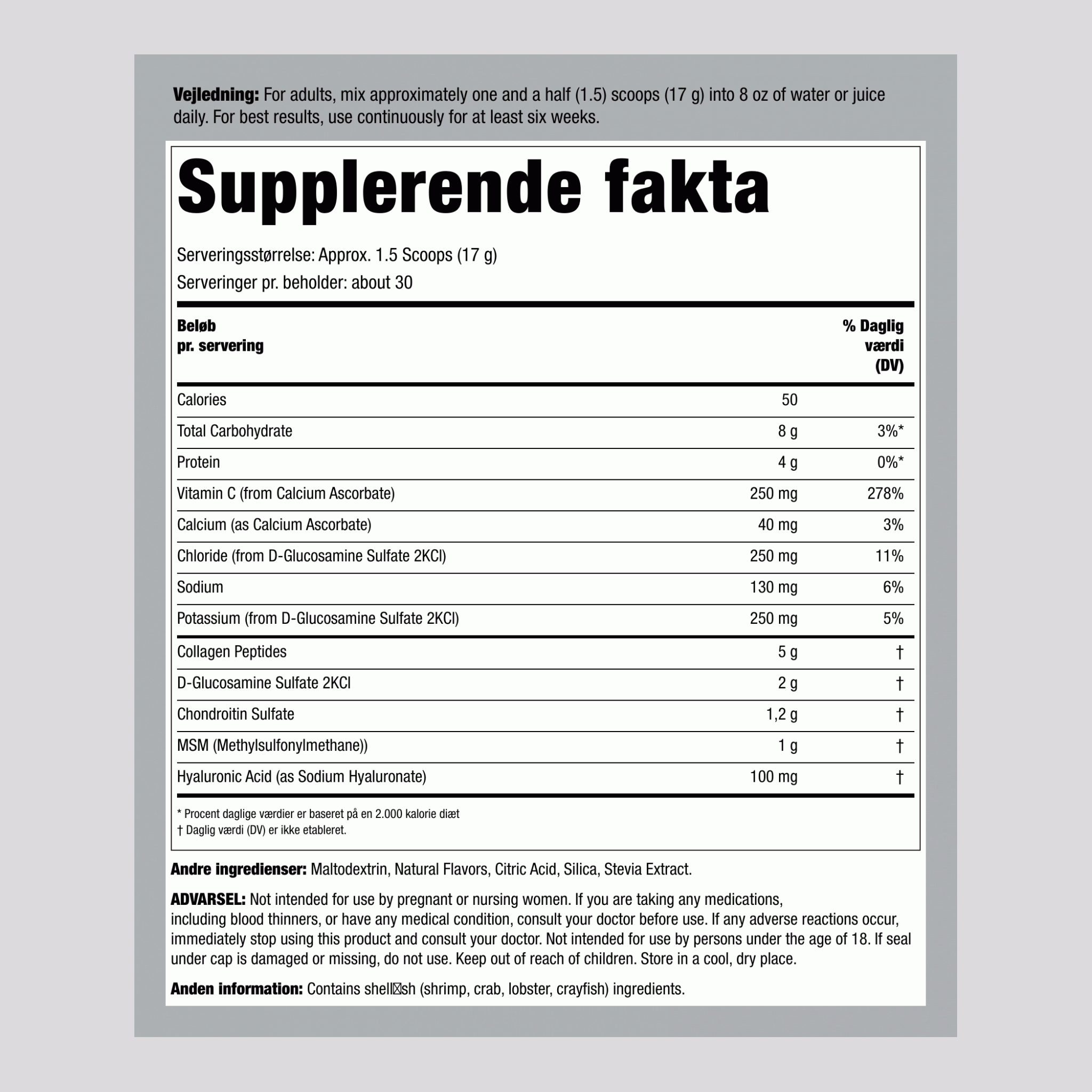 Kollagenledformel med glucosamin plus-pulver ArthFree 1.12 pund 510 g Flaske    