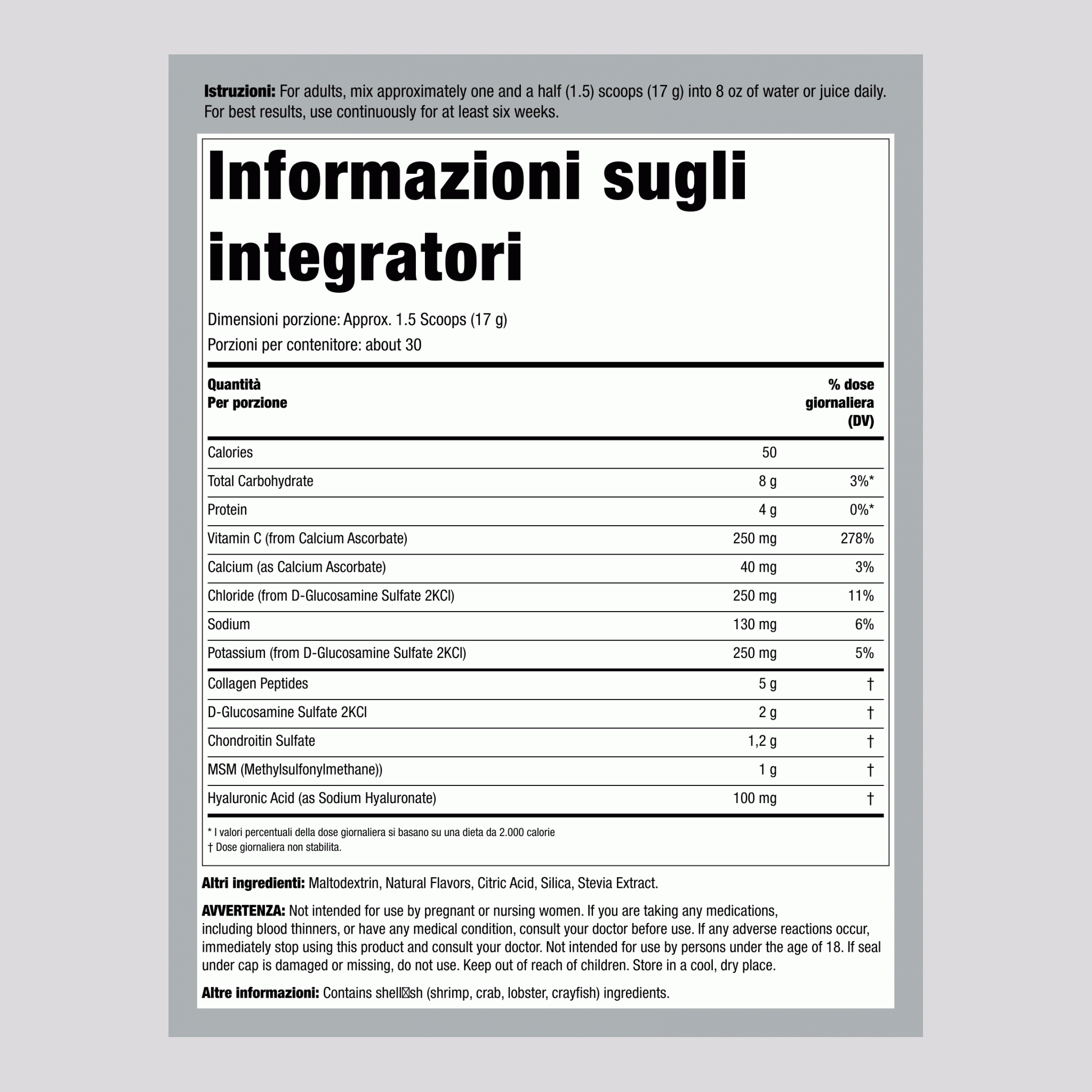 Formula integrata al collagene con glucosamina + polvere ArthFree 1.12 lb 510 g Bottiglia    