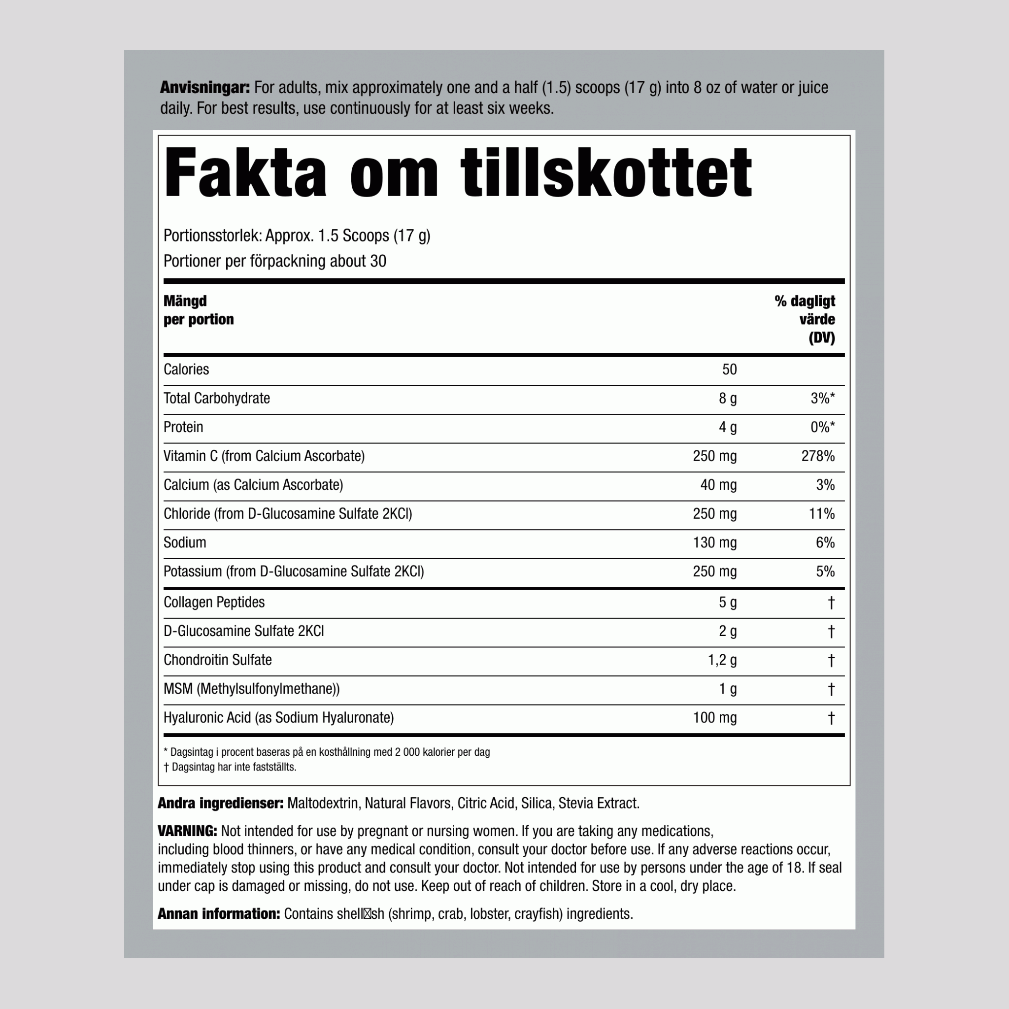 ArthFree kollagen-ledformula med glukosamin plus-pulver 1.12 kg 510 g Flaska    