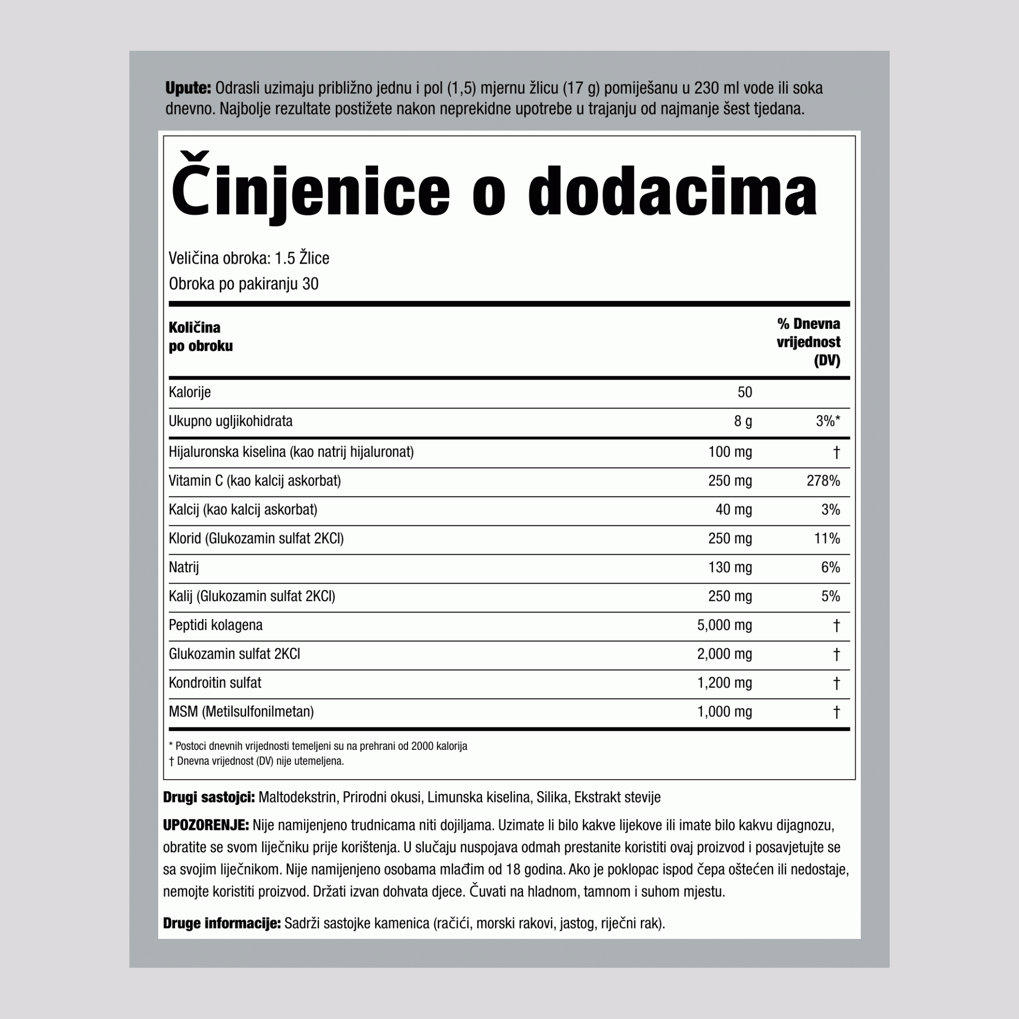 Kolagenska formula za zglobove s glukozaminom plus ArthFree u prahu 1.12 lb 510 g Boca 2 Boce  