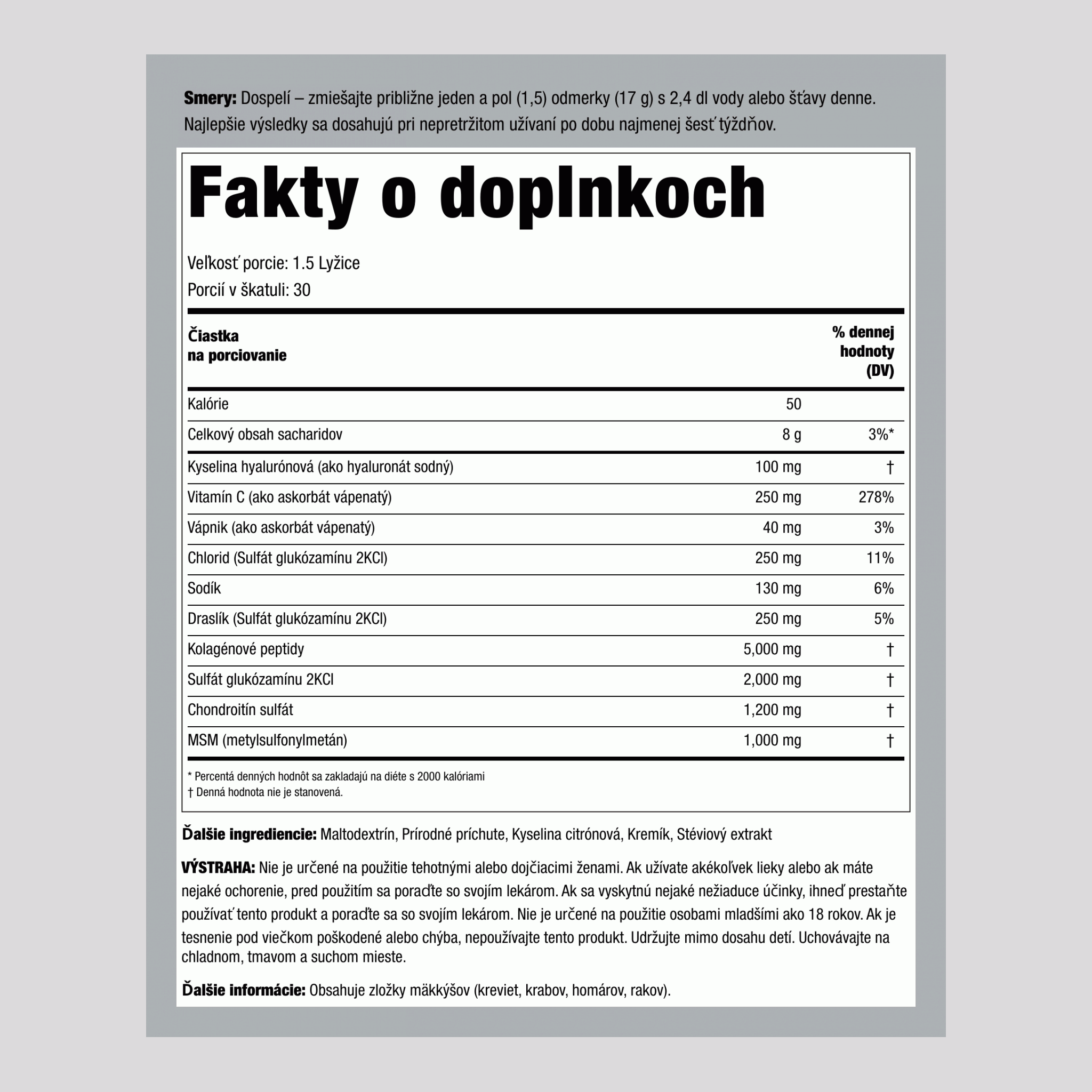 Prášok ArthFree plus kolagénový prípravok na kĺby s glukozamínom 1.12 lb 510 g Fľaša 2 Fľaše  