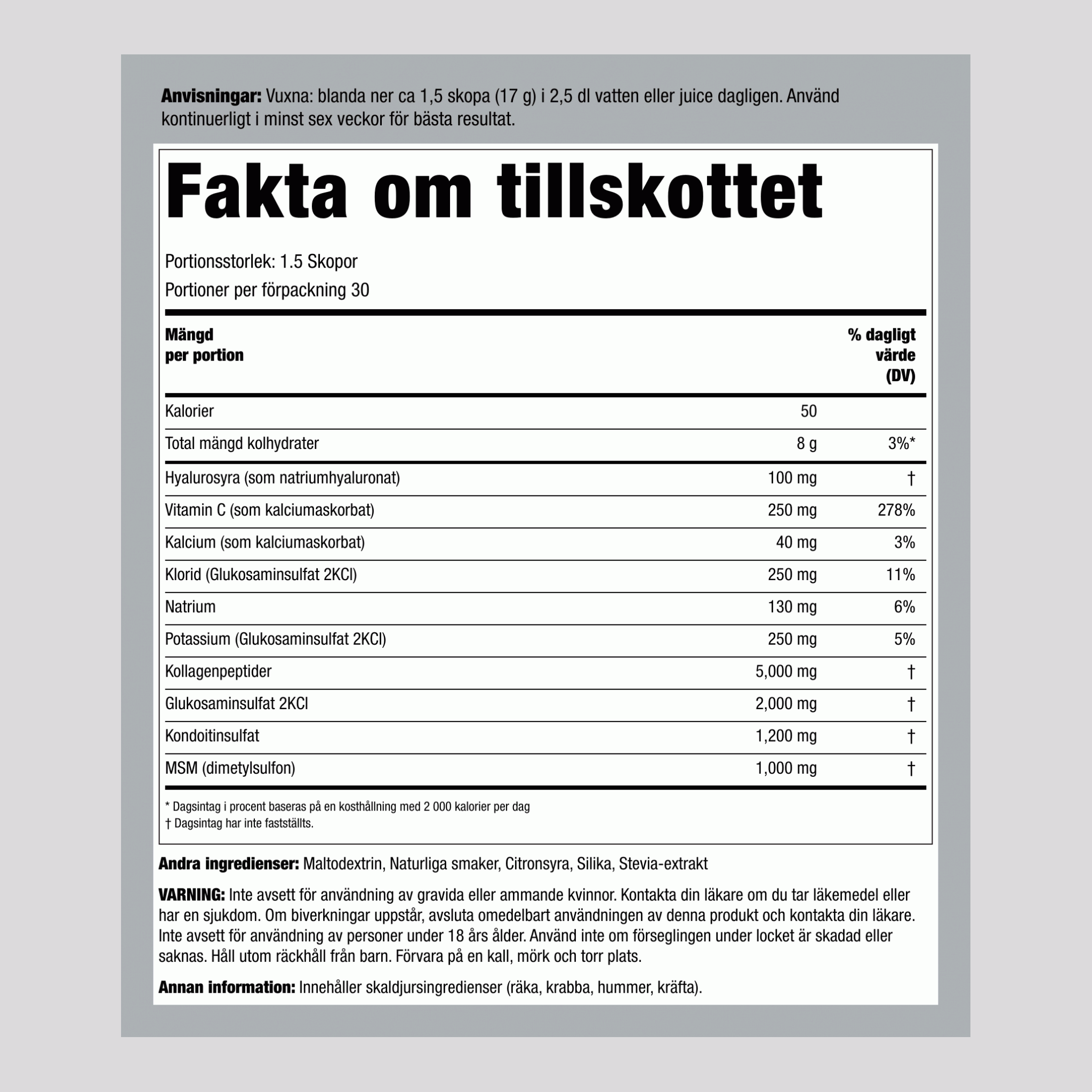 Kolagenska formula za podporo sklepom z glukozaminom v prahu ArthFree 1.12 lb 510 g Steklenica 2 Steklenice  