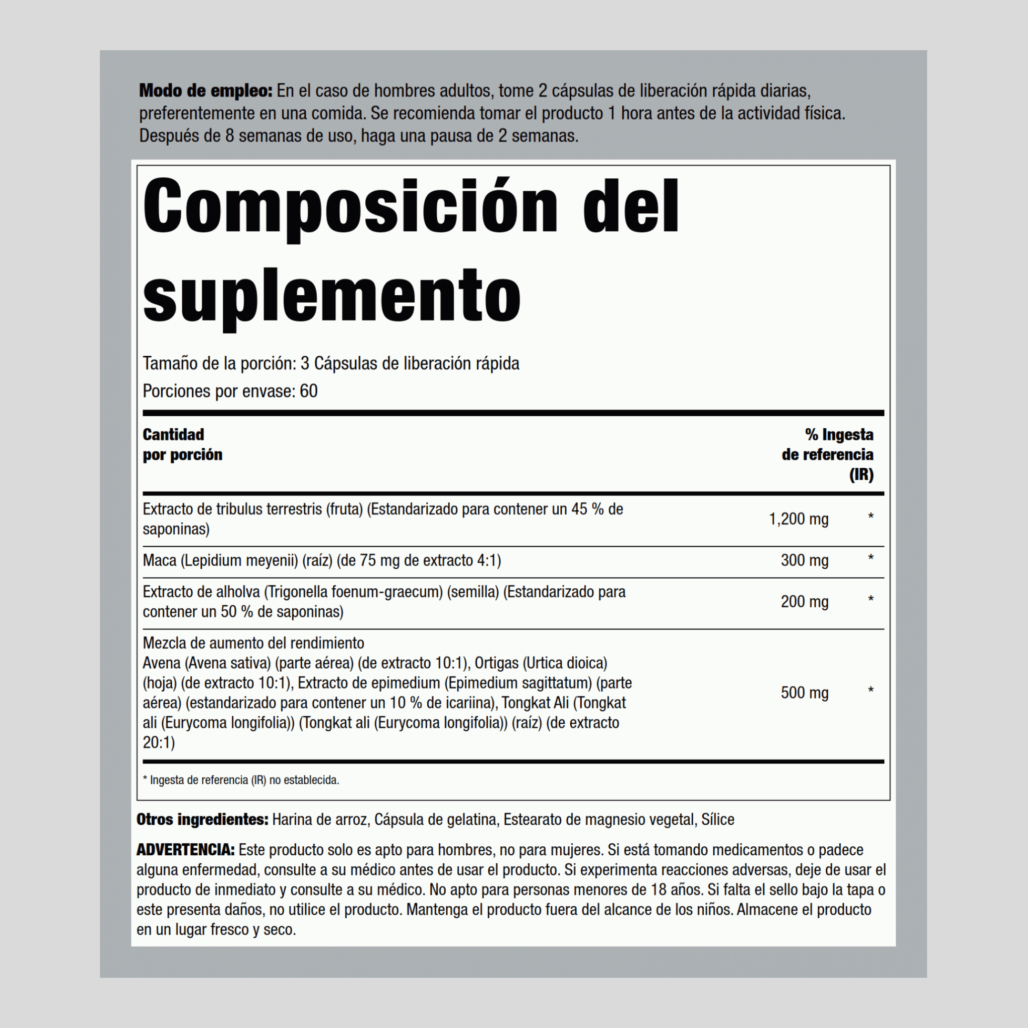 Tribulus Ultra 180 Cápsulas       